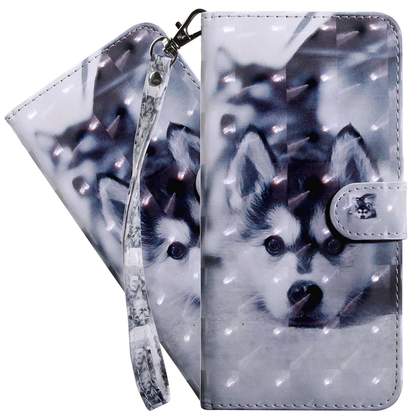 QIVSTARS Samsung Galaxy S8 Preium Cute 3D PU Leather Phone Case Luxury Wallet Protector Magnetic Folio Flip Protective Phone case for Samsung Galaxy S8 Roar Wolf BX 1