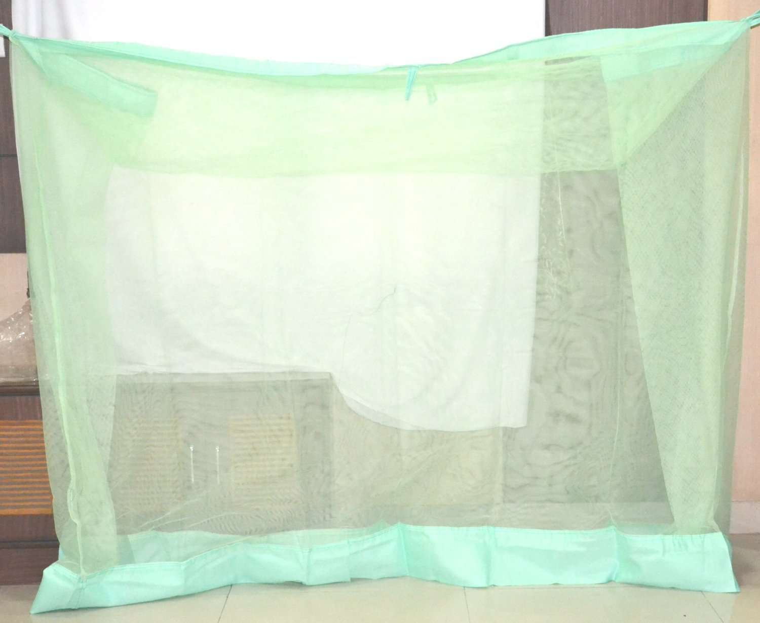 8x8 FT Green Mosquito NET for Double Bed Poly Cotton Material - Mosquito Net for Baby | Bedroom | Family | Queen, King Size Bed