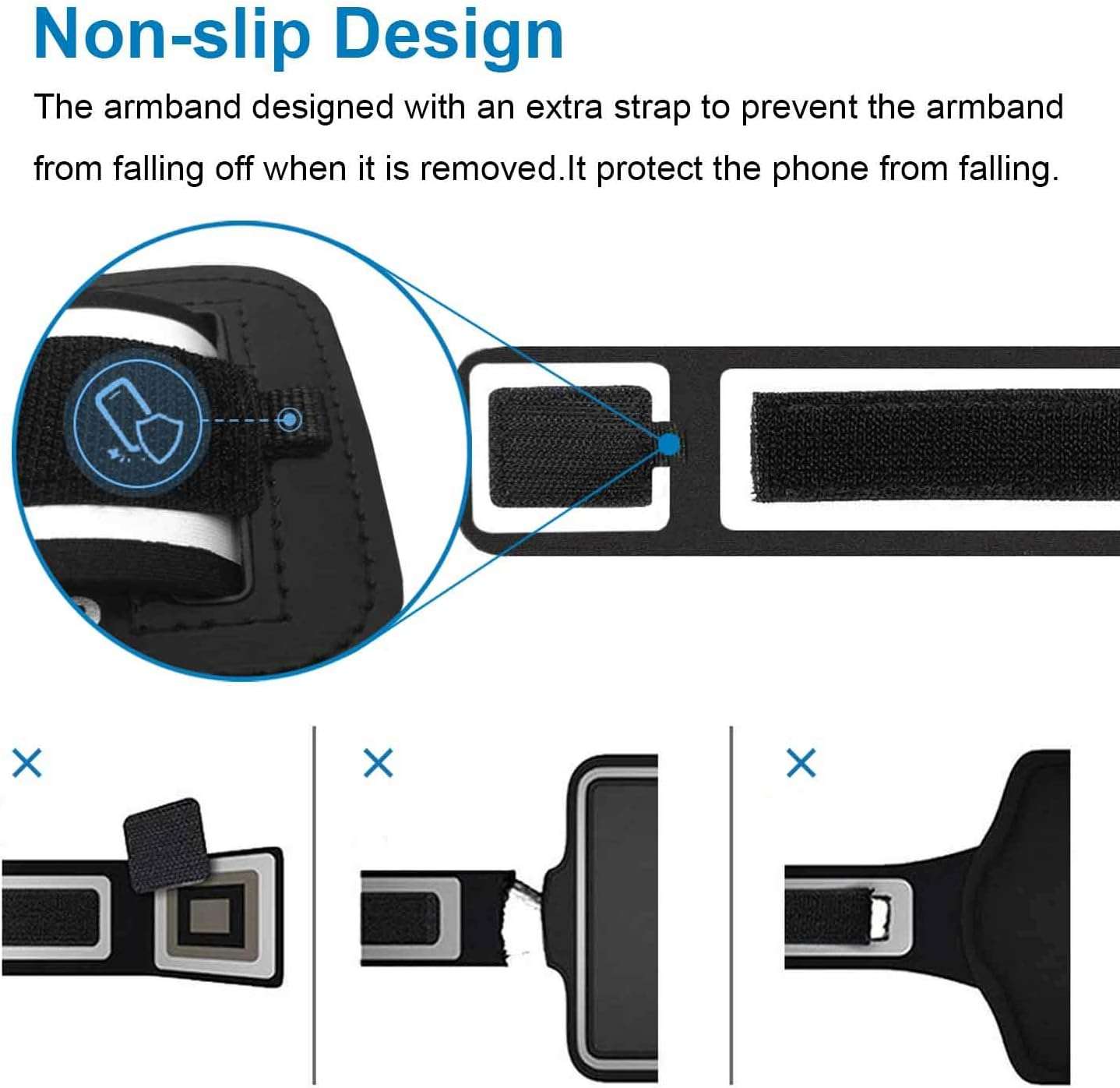 Galaxy A10e/A6 Armband, BUMOVE Gym Running Workouts Sports Cell Phone Arm Band for Samsung Galaxy A10e/A6 with Key/Card Holder (Black) 5