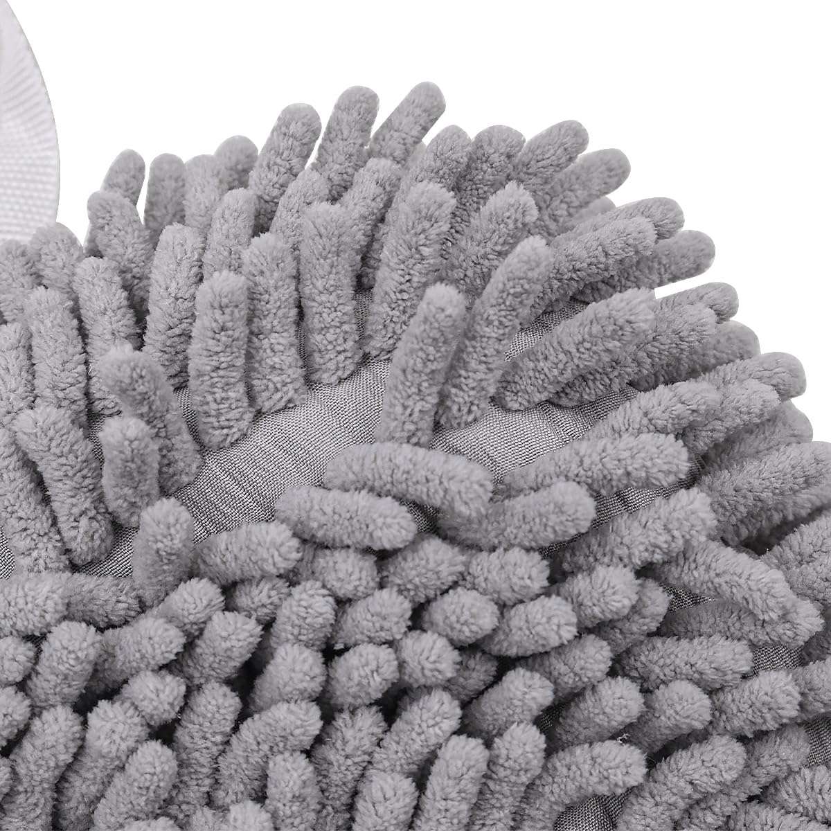 2 Pcs NUZAMAS Chenille Hand Towels Fuzzy Ball Towel White and Gray Fast Drying Handball Absorbent Soft Towel Hanging Towel for Kitchen Bathroom 5