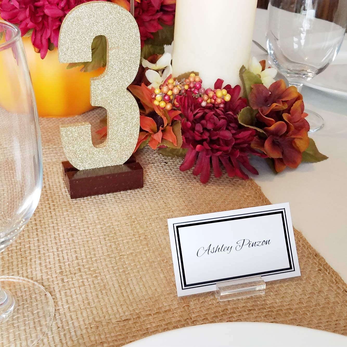 OnFireGuy 96pcs Place Card Holder Display Stands 1.25" Acrylic Card Holders for Wedding Place Cards Table Numbers Product Labels Slotted Name Place Card Sign Display Stands 3