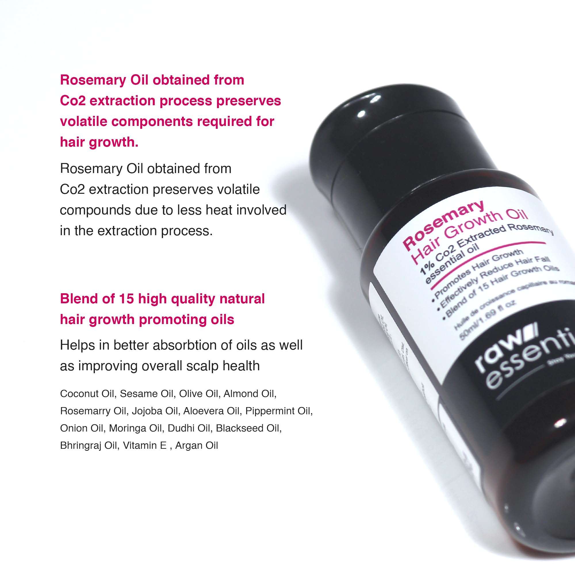 Raw Essentials Rosemary Hair Oil 50ml, Highest Grade Natural Rosemary Oil for Hair Growth, Nourishes and Strengthen Hair & Scalp, Boost Volume, Shine & Thickness. 4