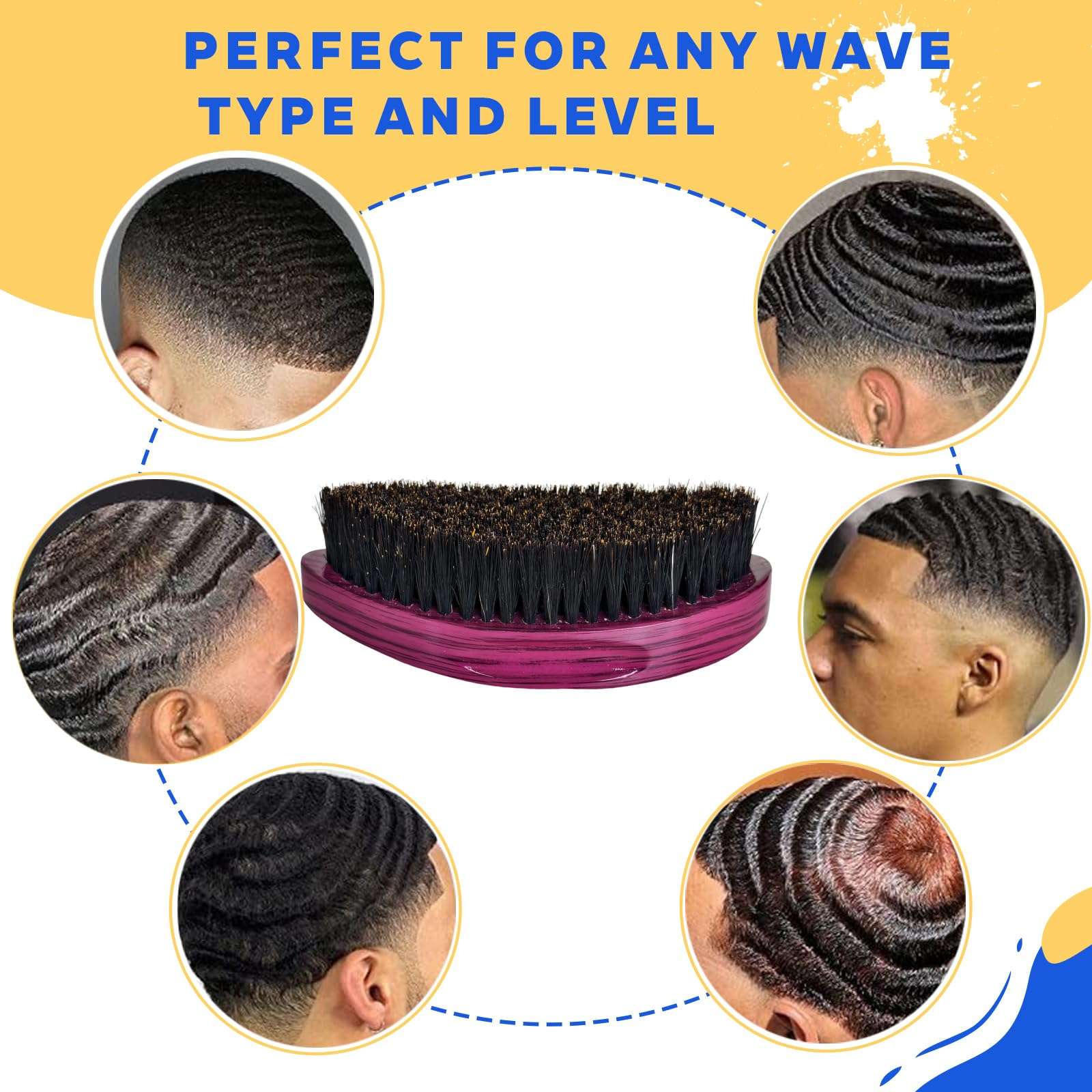 2PCS Laydown 360 Waves Training Pad And Curved 360 Wave Palm Brush With Medium Boar Bristle,Great for wolfing laying down 360 waves. 5