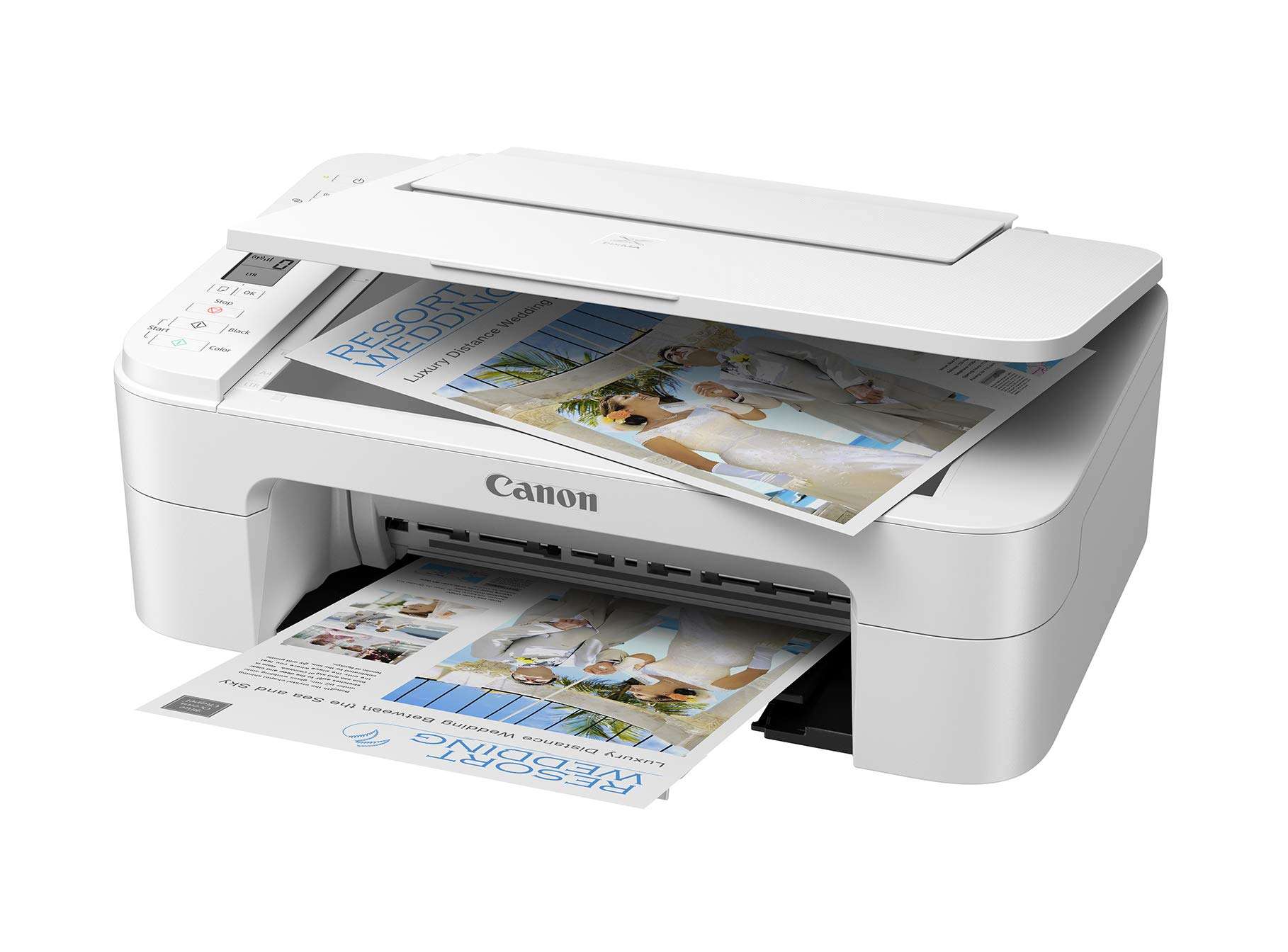 BROAGE Canon_PIXMA TS Series White Wireless All-in-One Inkjet Printer - 3 in 1 Print, Scan and Copy - up to 4800 x 1200 Resolution, 1.5 Segment LCD Display 64GB Flash Drive + 3FT Printer Cable 4