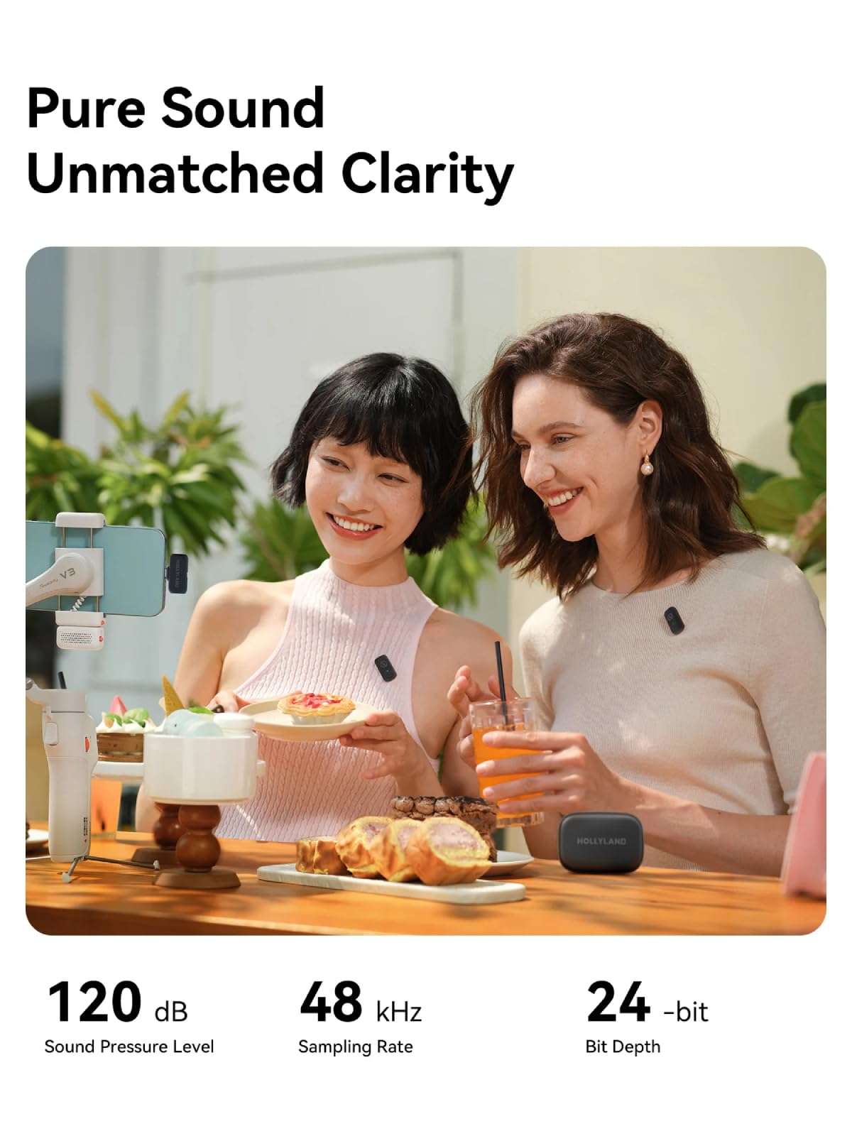 Hollyland Lark A1 Wireless Microphones for iPhone 15/16/17 & Android, 48kHz/24-bit, 3-Level Intelligent Noise Cancel, Magnetic Mini Microphone for YouTube,Podcast,Tiktok and Vlog (2TX + USB-C RX) 6