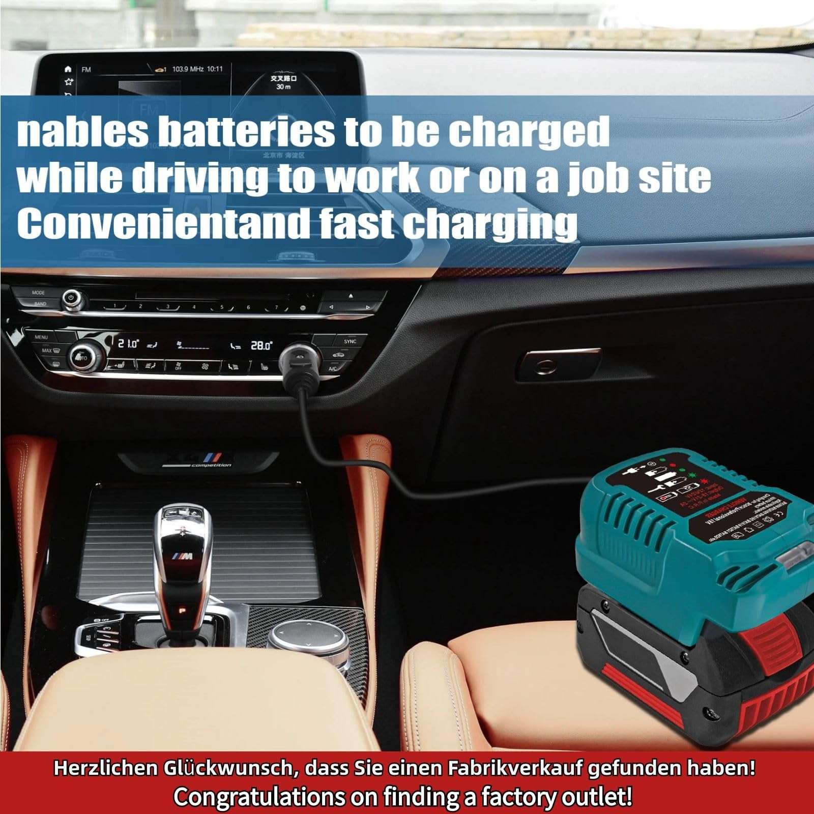 Charger for Bosch 18V Battery Replacement,for Bosch 18V GBA Mini Portable Car Compact Chargers,with Cigarette Lighter Plug Vehicle 5