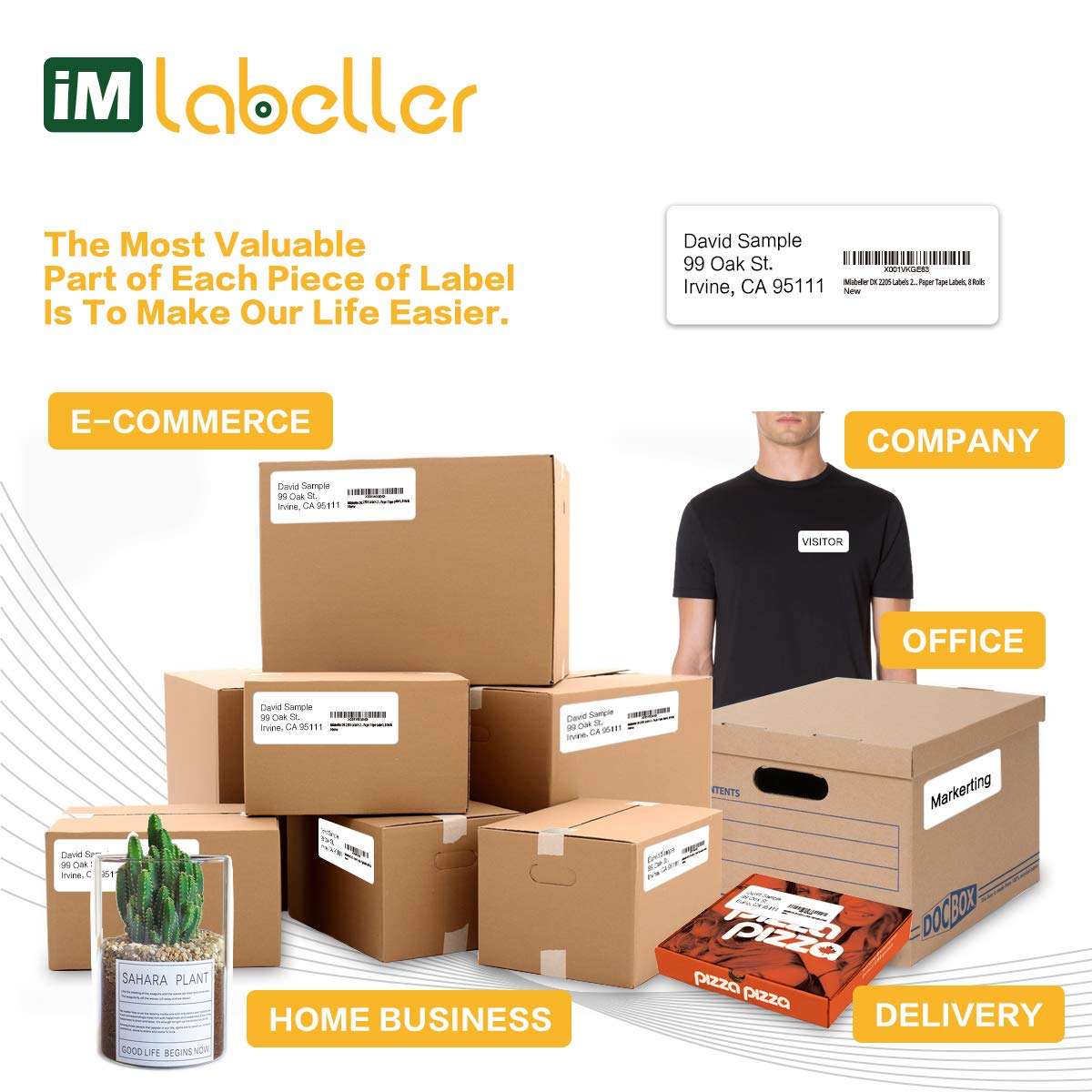 iMlabeller 2-3/7" x 100' Multipurpose Label Compatible with Brother DK 2205 Work with QL570 QL700 QL720NW QL810 Printers Blank White Continuous Label Tape, 8 Rolls 4