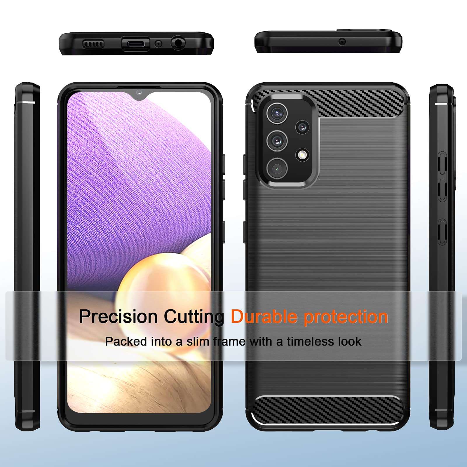for Galaxy A03S Case, Samsung A03S [U.S. Edition] Case with Stand Kickstand Ring and Camera Cover with Tempered Glass Screen Protector, Military Grade Shockproof Protective Cover (TC-Black) 5