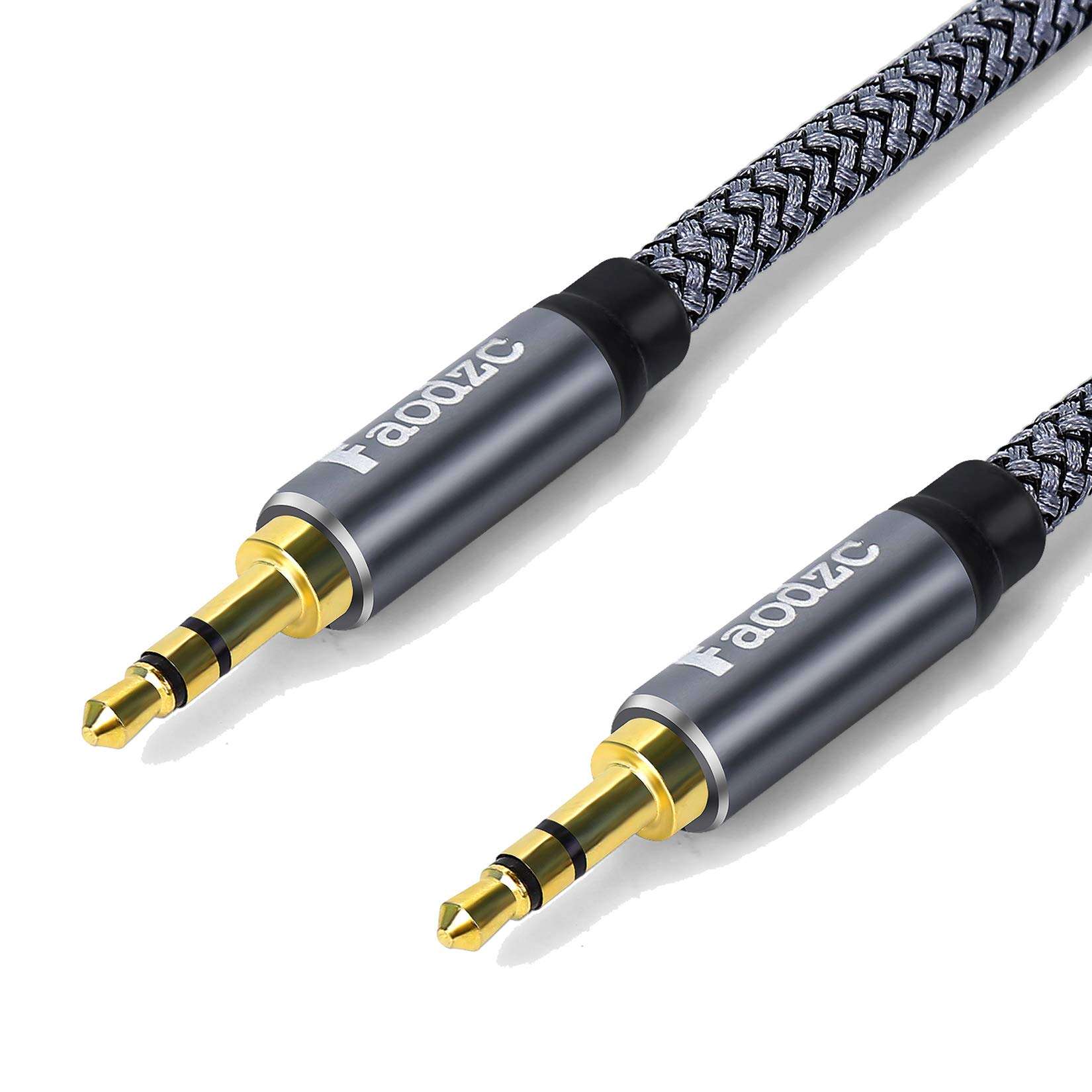 1ft Short 3.5mm Aux Audio Cable,Faodzc 3.5 Aux Cord Male to Male Stereo Nylon Audio Cable Braided Auxiliary Headphones Cable Compatible Headphones,Home Stereos,Speaker,iPhone,Echo Dot 2