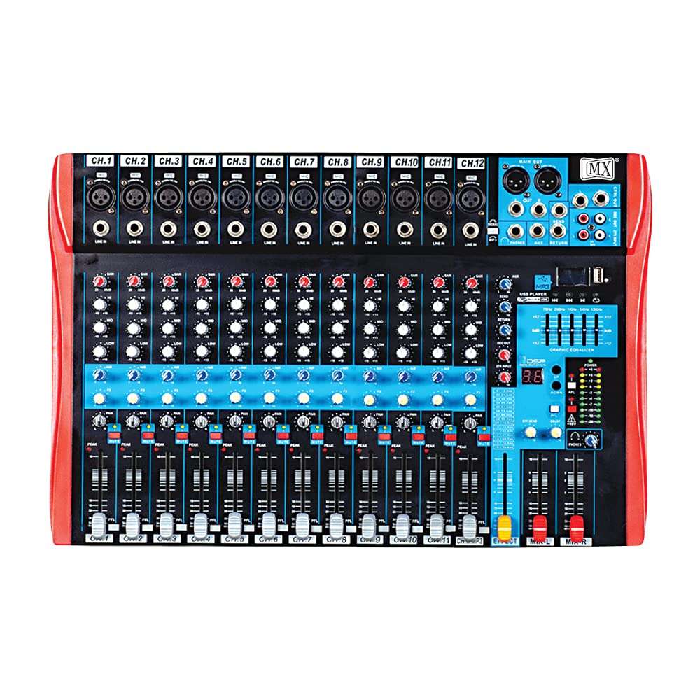 MX BX Series Live Audio Mixer 12 Channel Premium Analog Mixer with USB & Bluetooth 1