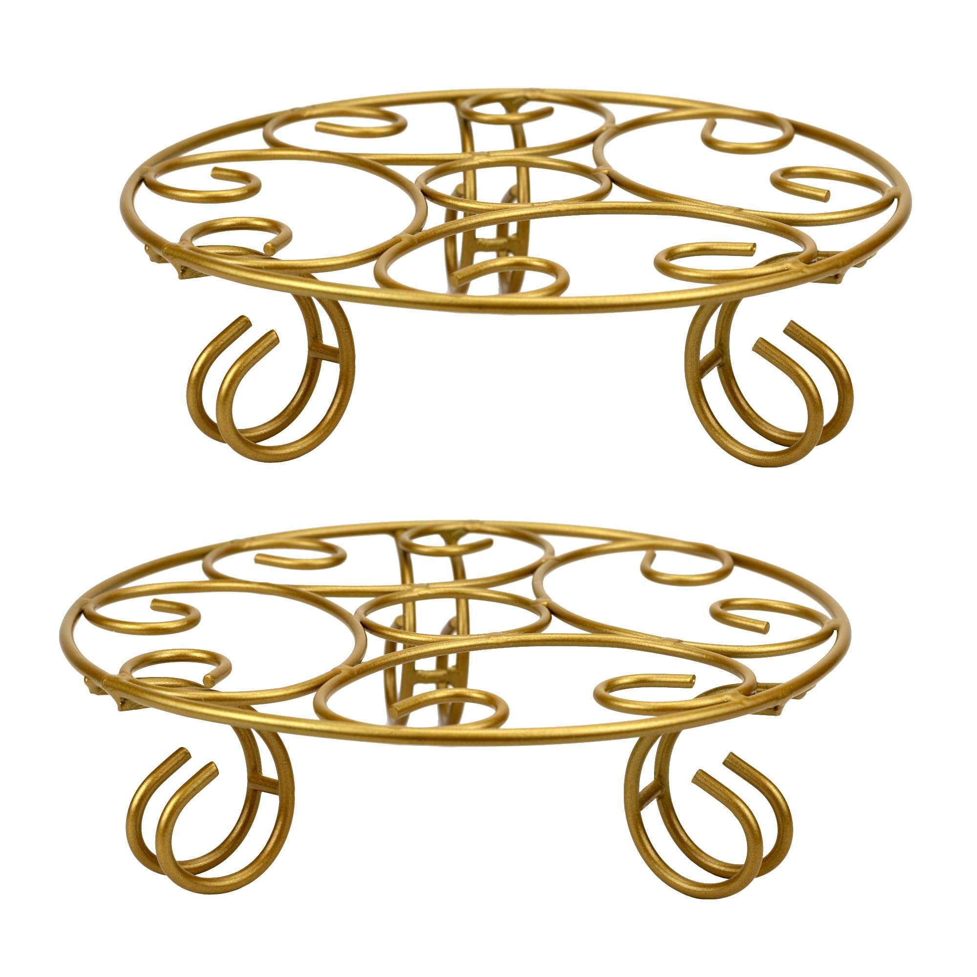 Urban Plant Jardiniere Gold Metal Stand for Balcony and Garden, Durable Decorative Planter Holder for Indoor and Outdoor Use (Pack of 2)