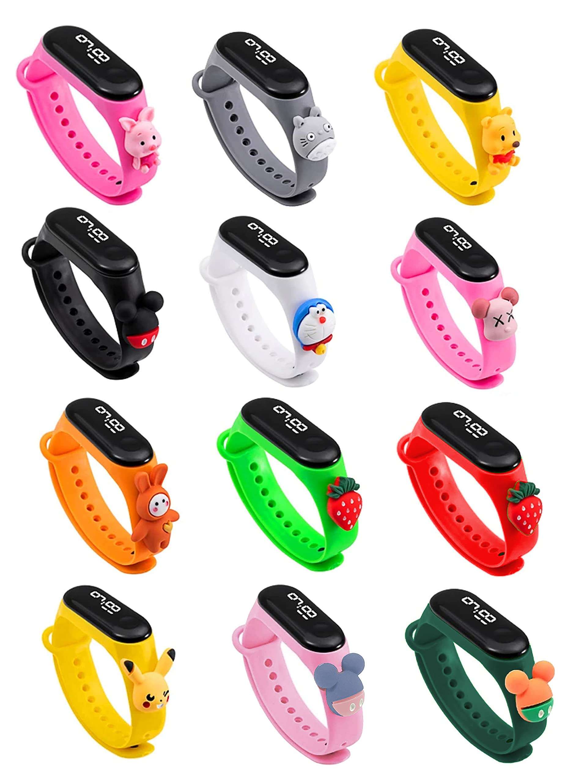 Time Up Digital LED Dial Multi-Quantity 3D Design Gift Watches for Boys & Girls -M5MULTI-X (Set of 12-All Color) 1