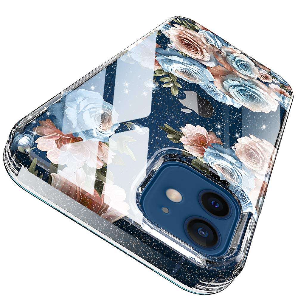 ANNSD for iPhone 12 Case/iPhone 12 Pro Case,Plastics and TPU Shock Absorption Rubber Series Full Body Protective Cover Compatible with iPhone 12 /Pro Case(6.1 inches) (Floral) 1