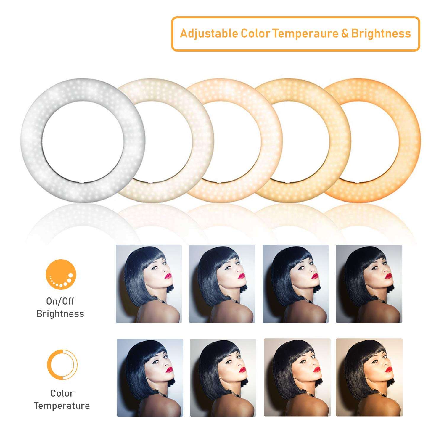 Limo Studio 14 inch Dimmable Ring Light LED Dual Color Continuous Lighting for Charming Eyes and Beauty Facial Shoot, Photo Studio Salons Beauty Shop Selfie Light Stand, AGG2860 3