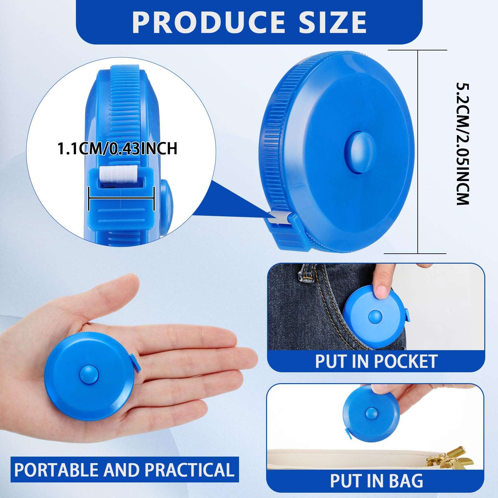 Kigeli 100 Pcs Tape Measure 60 Inch Retractable Measuring Tape Soft Small Measurement Tape Mini Sewing Fabric Tape Measurer Flexible Pocket Cloth Fabric Measurement Digital Tape for Body 3