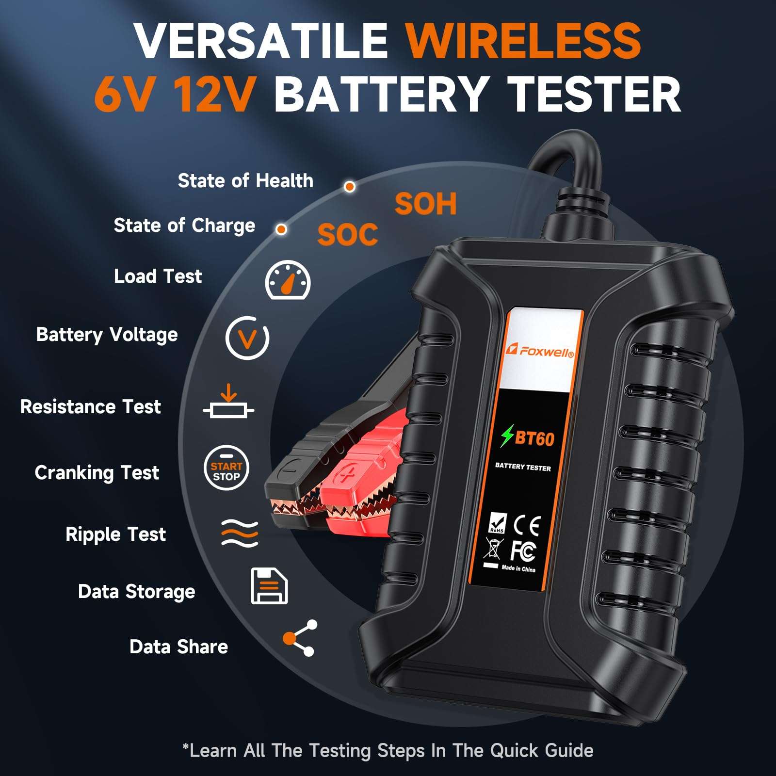 FOXWELL NT726 OBD2 Scanner with FOXWELL BT60 6V 12V Car Battery Tester 3