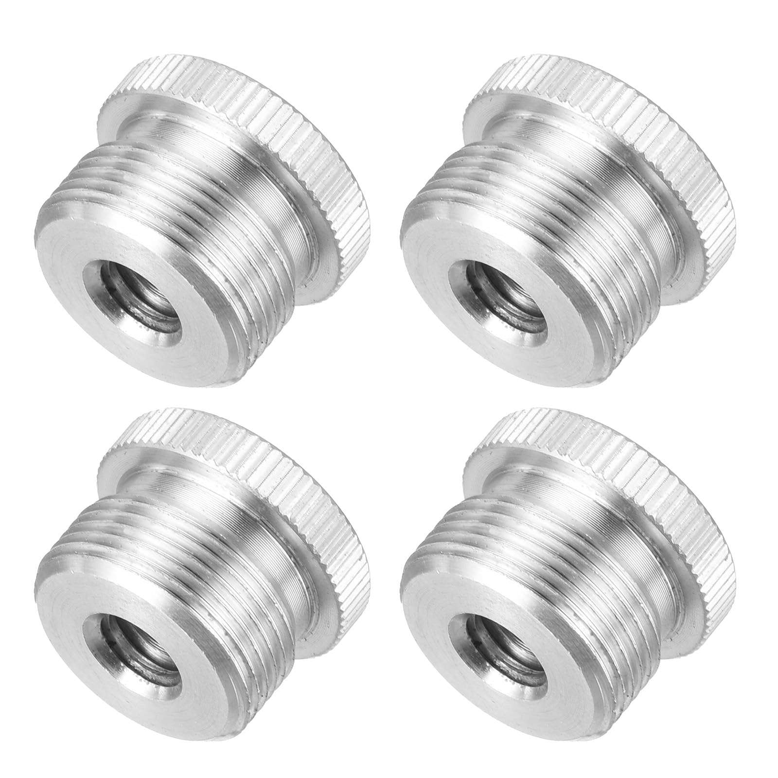 MECCANIXITY Mic Stand Adapter Female 1/4 In to 5/8 In Male Aluminum Alloy Mic Screw Adapter for Microphone Tripod Stand Silver 4 Pcs 1