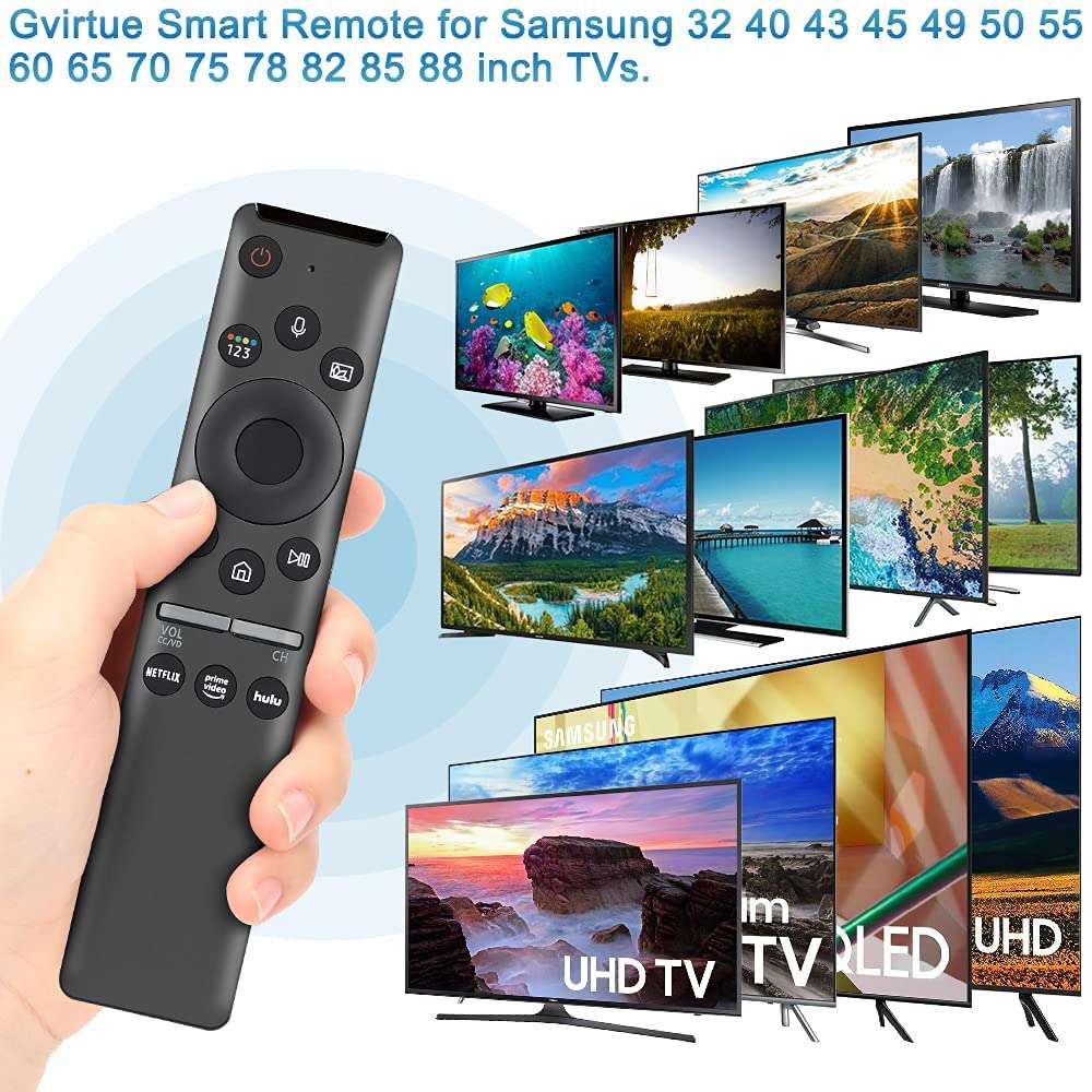 Gvirtue Remote for Samsung Smart TV Voice Mic Bluetooth Replacement Controller BN59-01312A and Samsung 4K 8K UHD Curve TV, Samsung 6 7 8 Series LED LCD QLED, with Netflix, Hulu Shortcut Keys 5