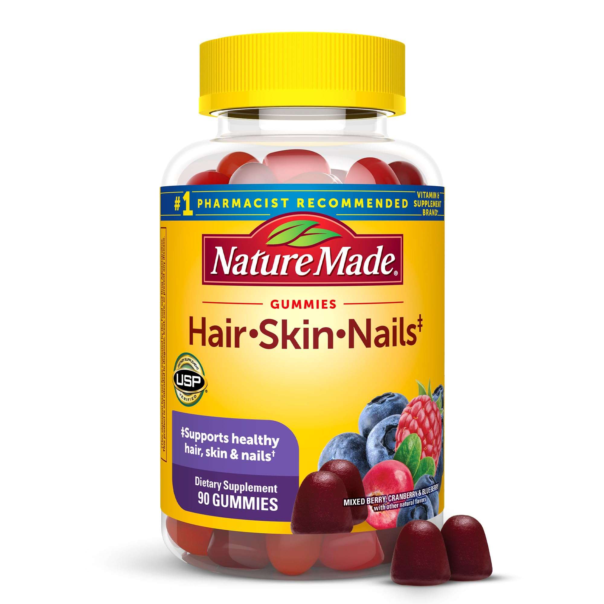 Nature Made Hair Skin and Nails with Biotin 2500 mcg, Dietary Supplement for Healthy Hair, Skin & Nails Support, 90 Gummies, 45 Day Supply 1