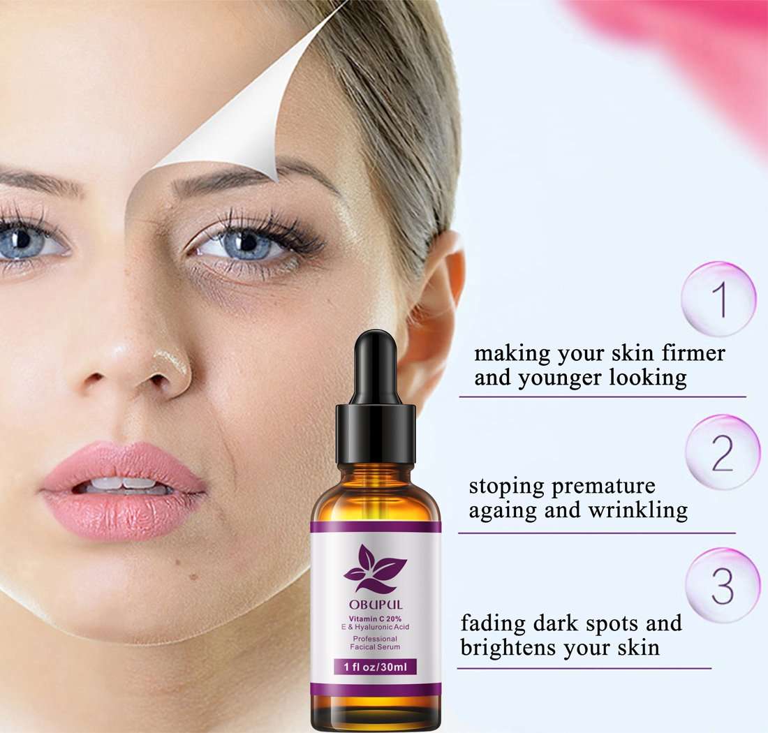 Obupul Skin Care Vitamin C Serum for Face, Organic Anti-Aging Anti Wrinkle Topical Facial Serum with Hyaluronic Acid & Vitamin E,1 fl. oz 5