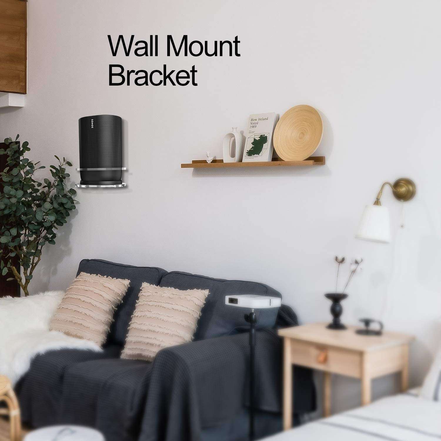 Wall Mount Holder for Sonos Move, Sturdy Clear Acrylic Wall Mount Bracket Compatible with Sonos Move Smart Portable Speaker. 3