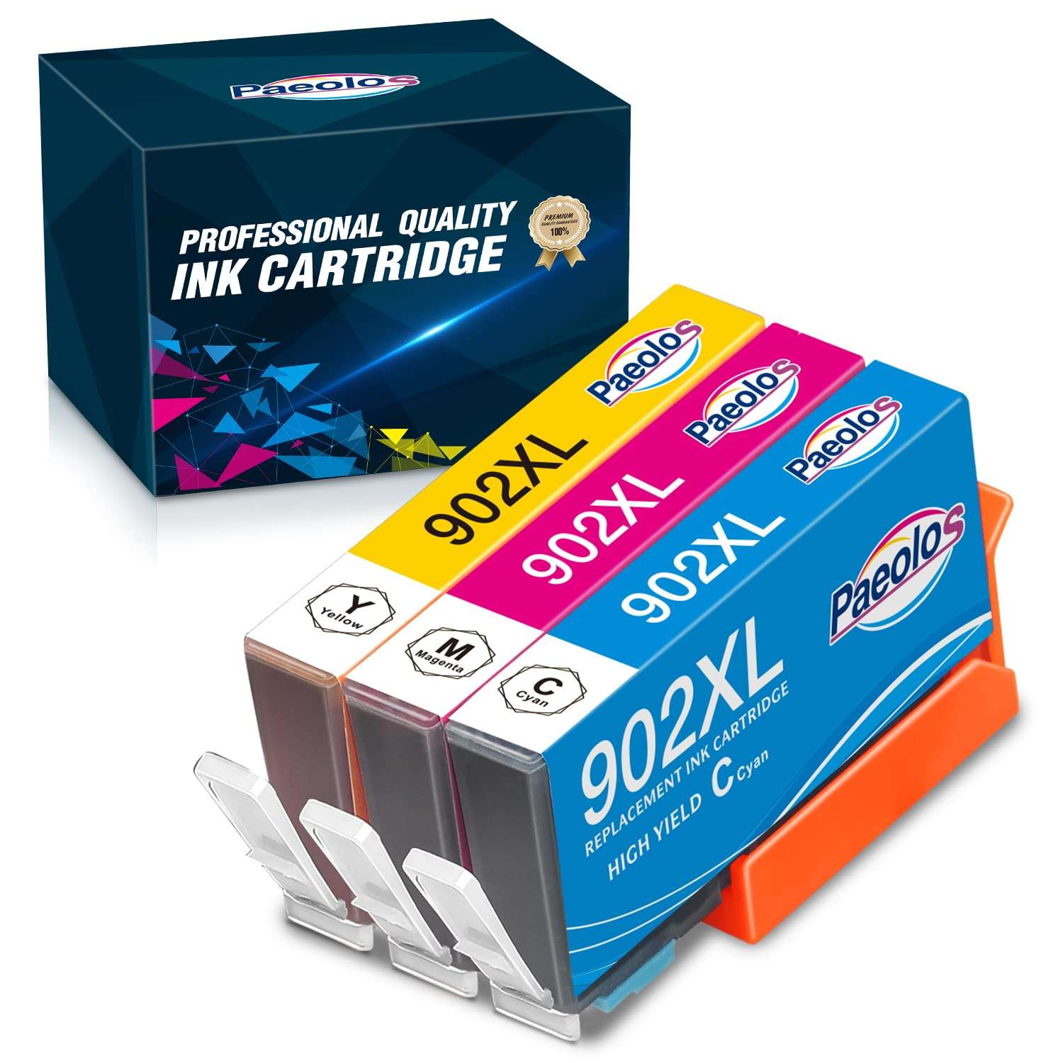 Paeolos Compatible Ink Cartridges Replacements for HP 902 XL Work with HP OfficeJet Pro 6961 6970 6962 6958 6968 6971 6975 6978, 3 Color Packs 1