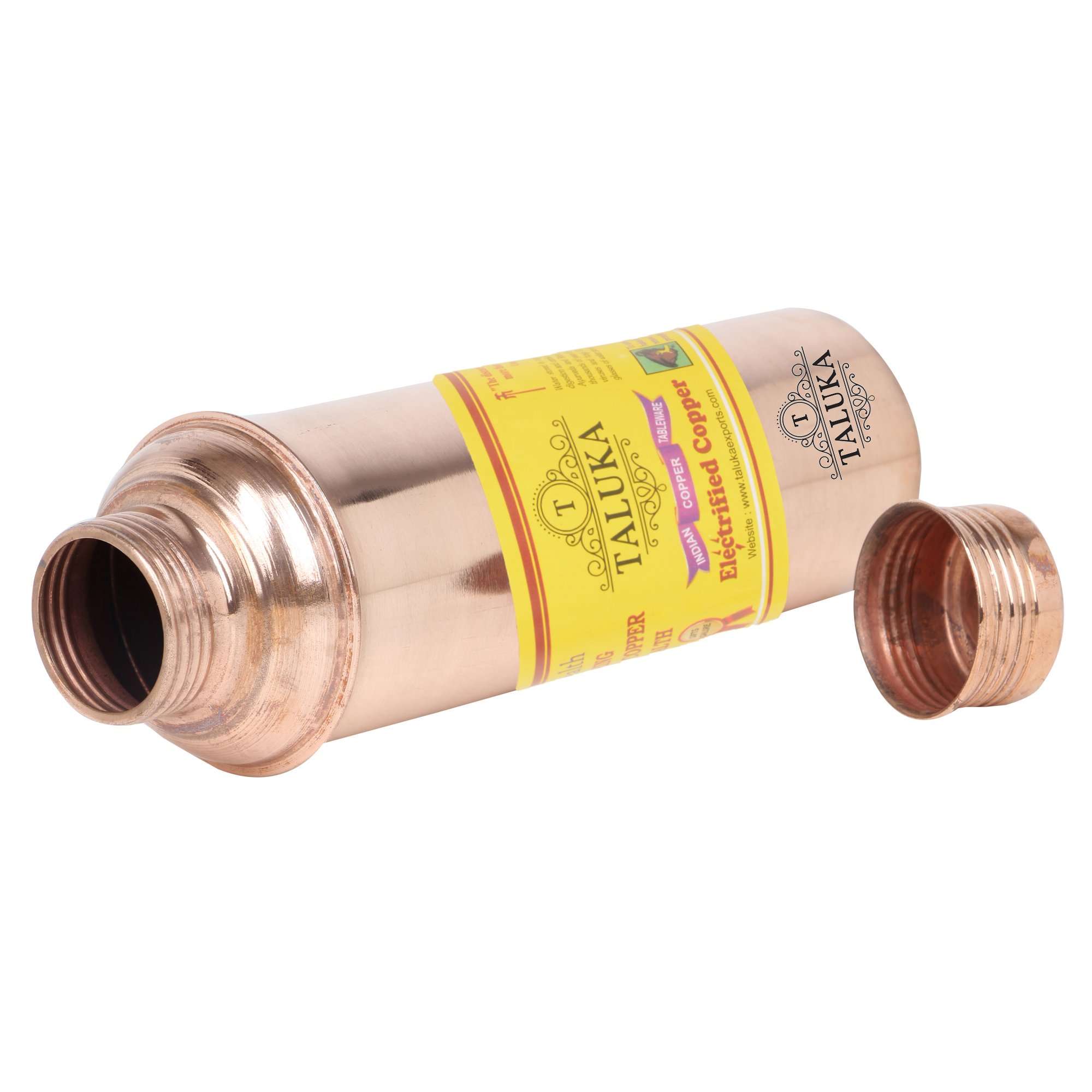 Taluka Apple Design Pure Copper Water Pot Dispenser Matka Water Tank Water Storage Capacity :- 16 Liter Weight :- 1600 Grams With Set of 3 Bisleri Design Bottle 800 ML EACH Bottle for use Storage Drinking Water Restaurant Hotel Home Ware Gift Item 5