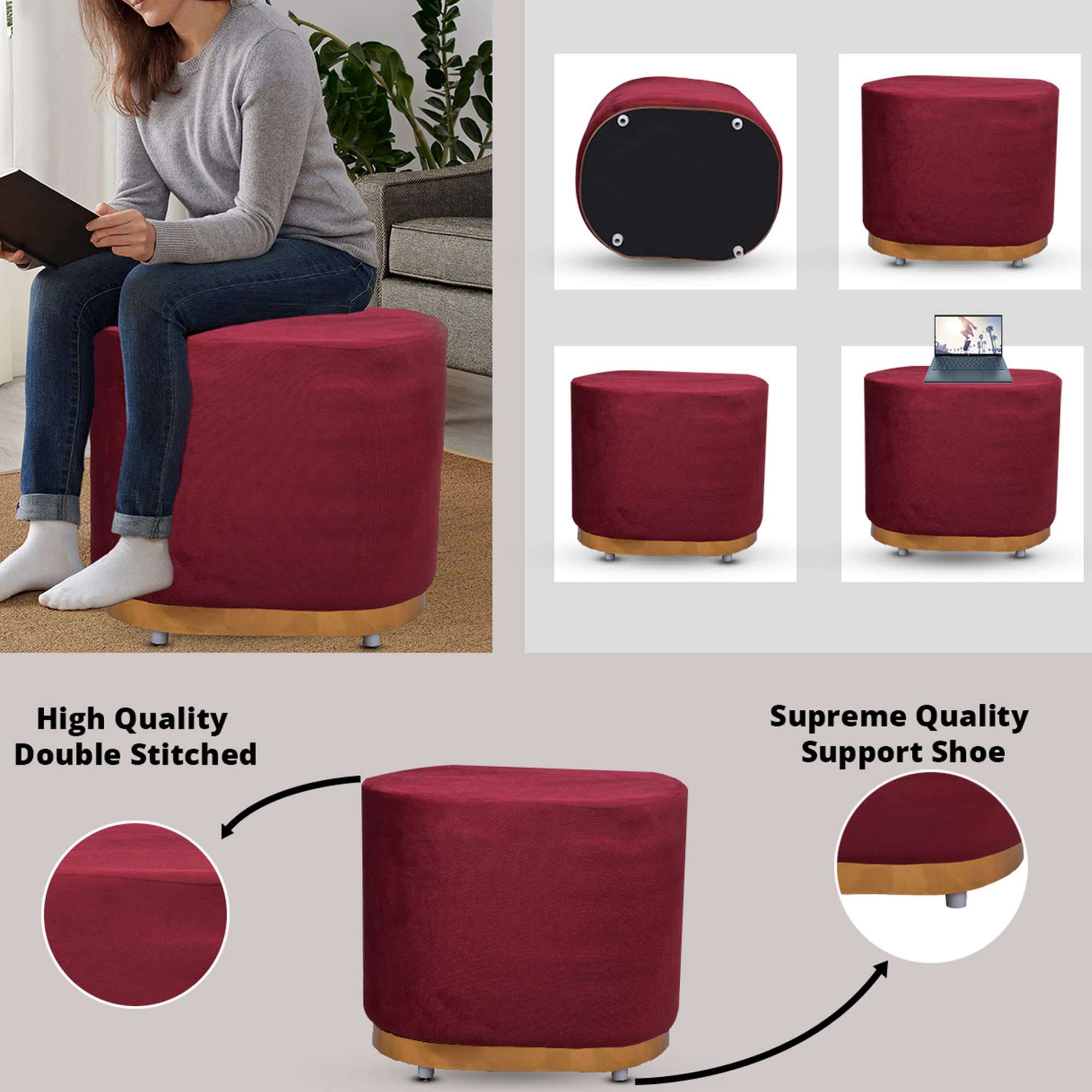 Nirwana Homes Ottoman Stool for Living Room , Balcony , Dressing , Office , footrest , Easy to use Everywhere for Better Comfort Zone. 5