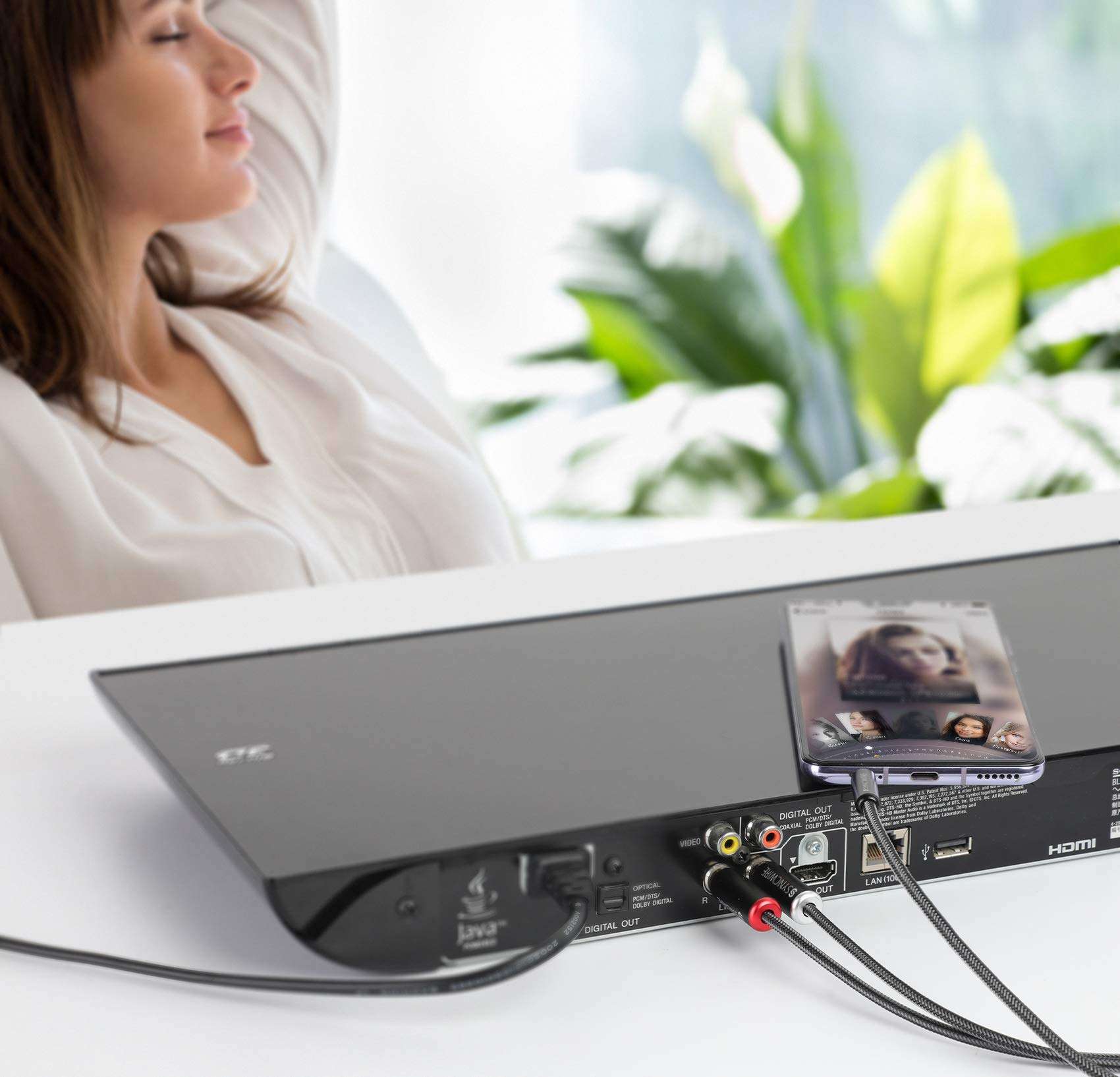 Syncwire RCA Cable - [6ft/1.8m, Dual Shielded Gold-Plated] 3.5mm to 2RCA Male Stereo Audio Adapter Coaxial Cable Nylon Braided Aux RCA Y Cord for Smartphones, Speakers, Tablets, MP3, HDTV - Black 6