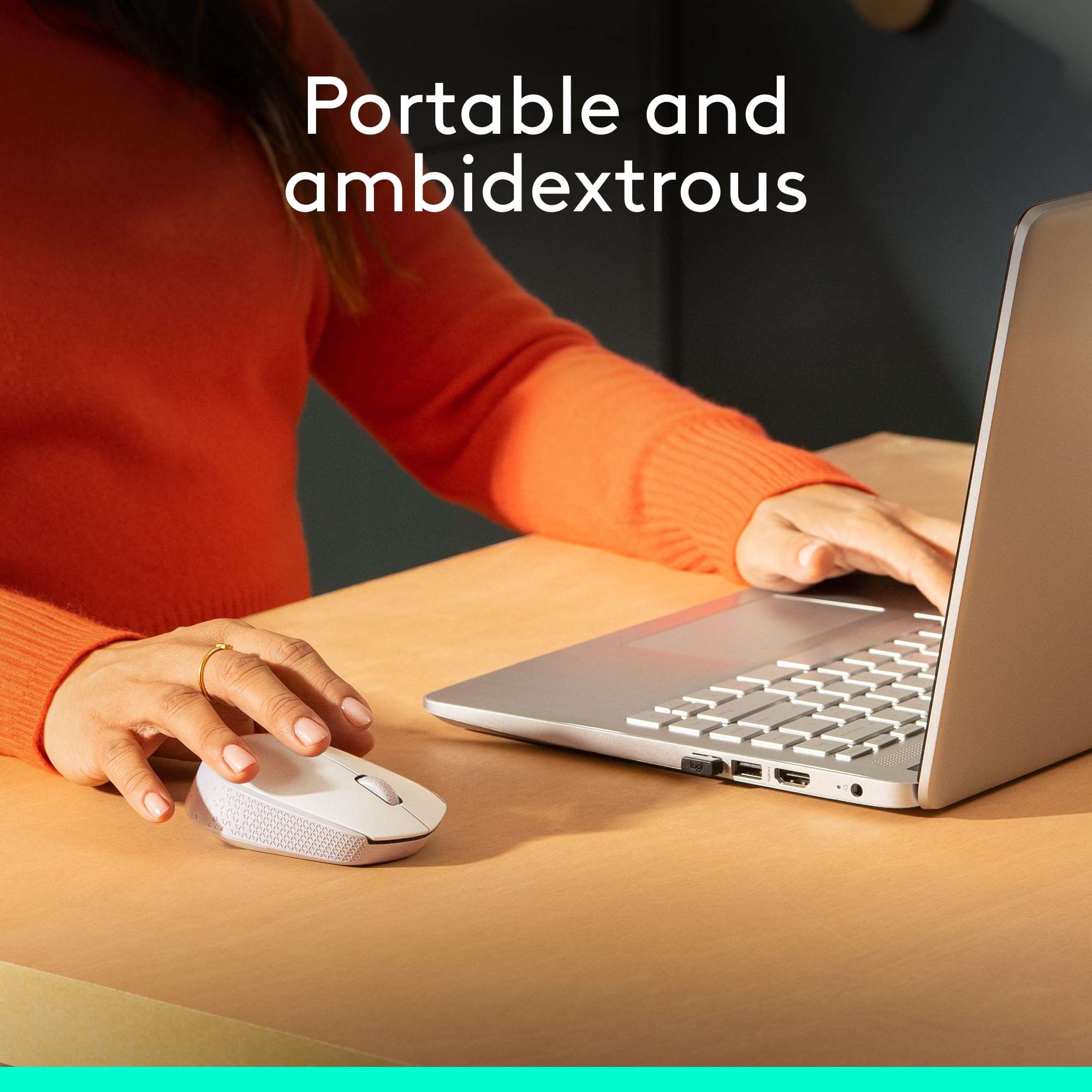 Logitech M170 Wireless Mouse for PC, Mac, Laptop, 2.4 GHz with USB Mini Receiver, Optical Tracking, 12-Months Battery Life, Ambidextrous - Off White 3