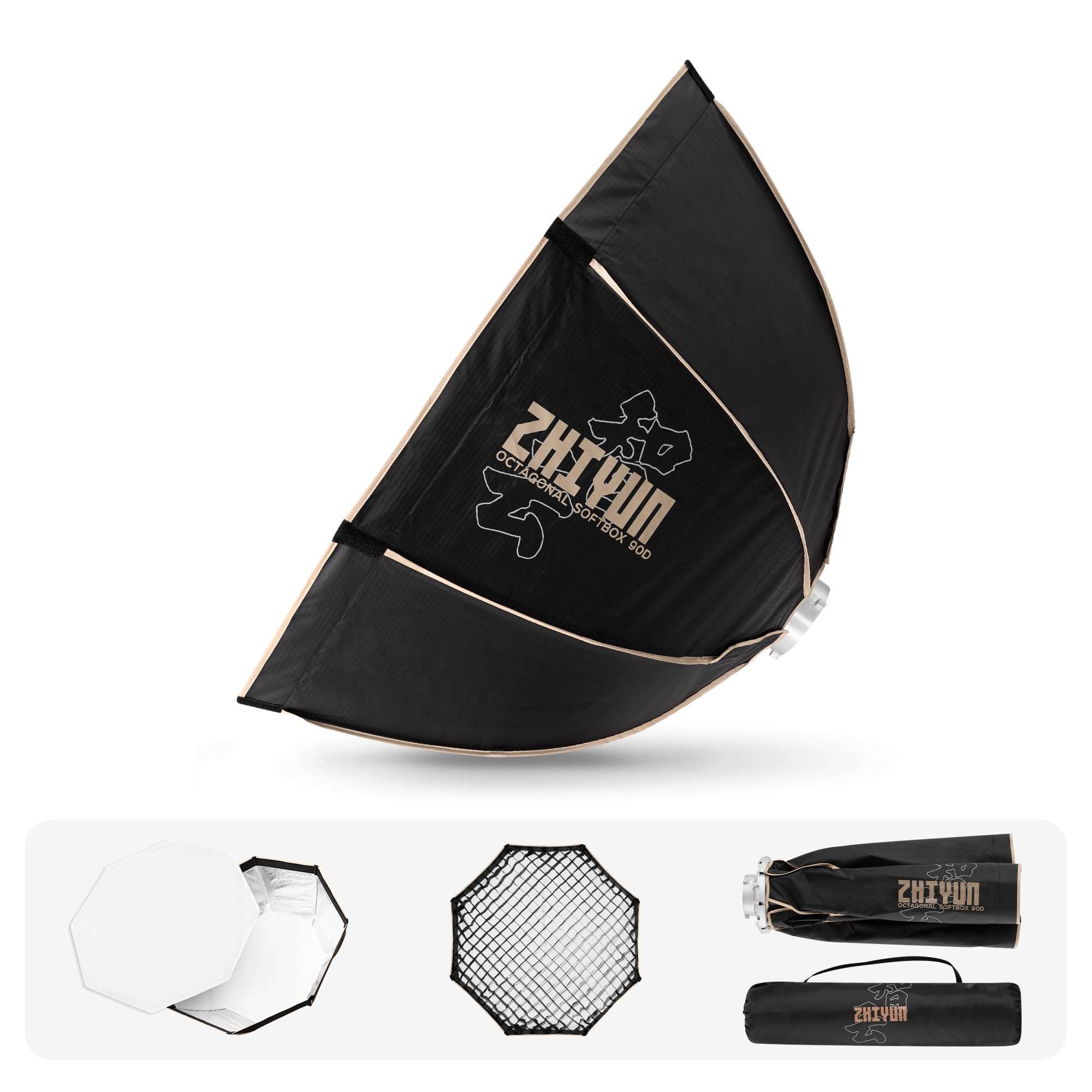 ZHIYUN MOLUS X200 RGB Standard 200W Video Light [Official] + 35"/90cm Octagonal Softbox Quick Release Bowens Mount Softbox Handheld Continuou Output Light Portable Professional Photography Lighting 4