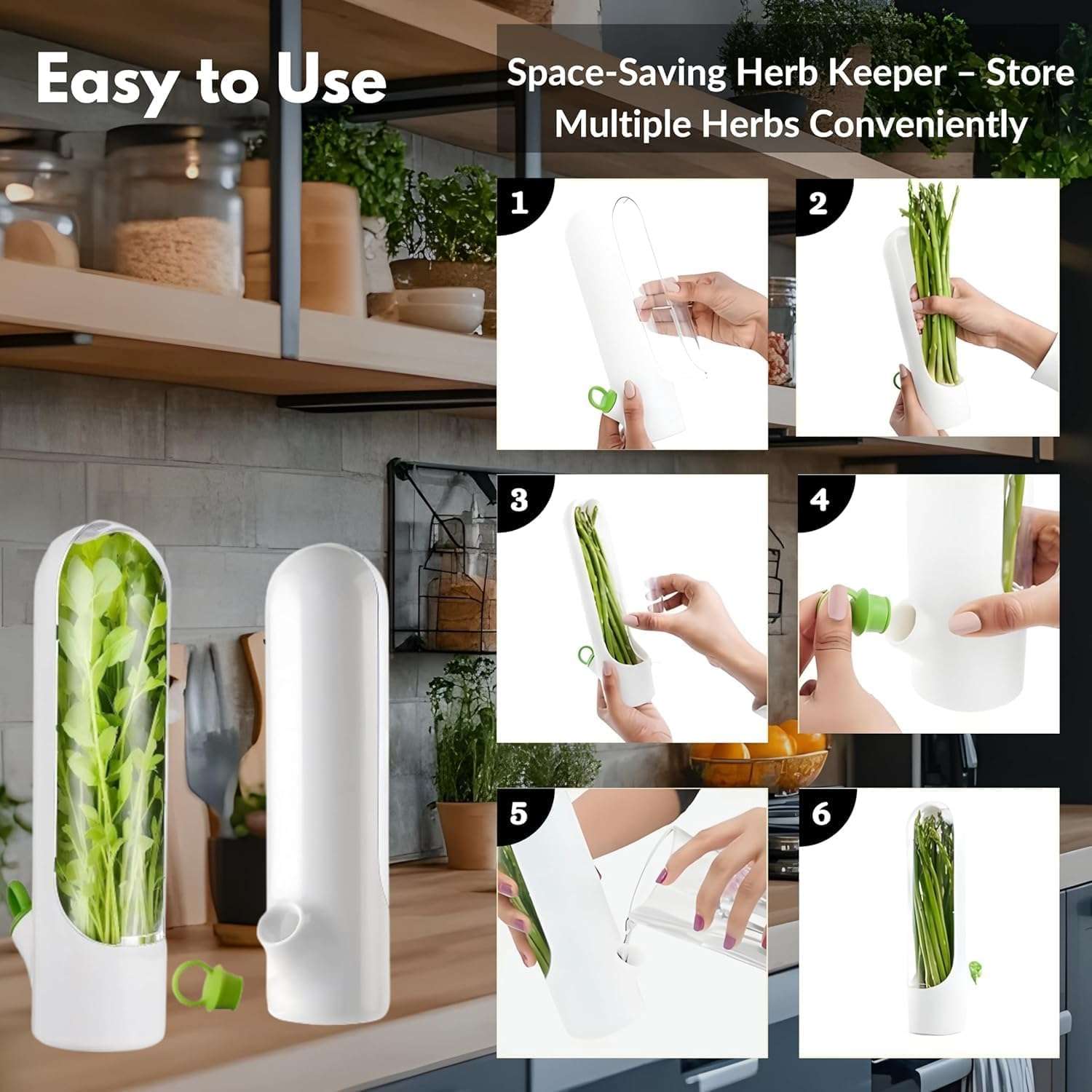 SWASTIKAM CREATION Herb Saver Pod for Fridge | Herb Storage Containers to Keep Greens Fresh Longer | Ideal for Coriander, Mint, Parsley, Cilantro & More (PACK OF 1) 4