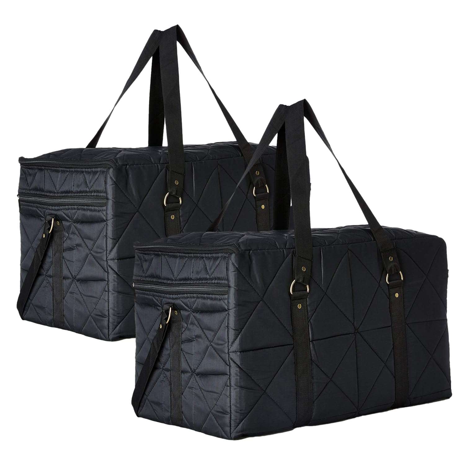 Heart Home Storage Duffle Bag | Parachute Travel Storage Bag | Storage Organizer for Clothes | Storage Carrying Bag with Handle | Zipper Closure Storage Bag for Clothes | Pack of 2 | Black 1