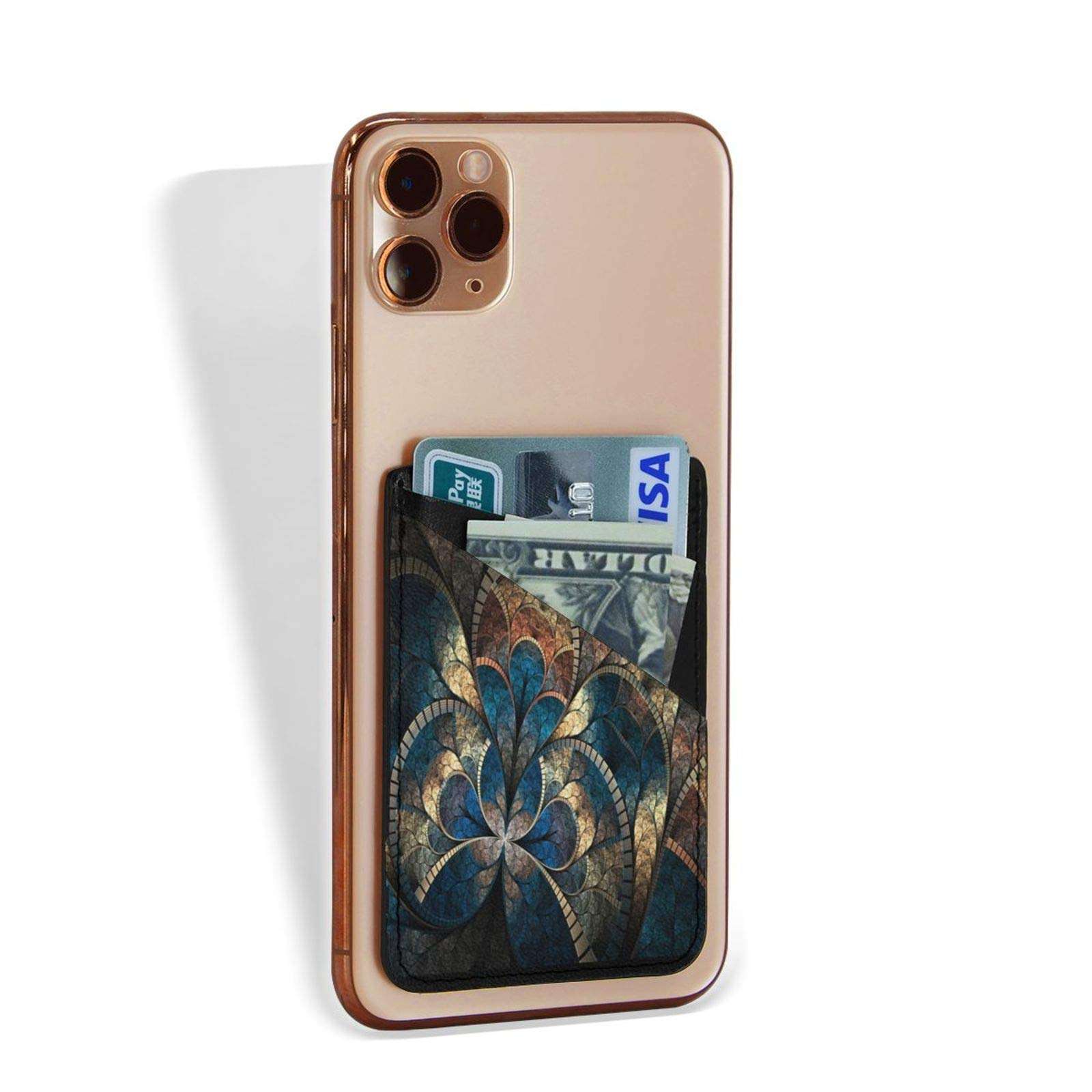 N/W Butterfly Phone Card Holder, Stick-on ID Credit Card Wallet Phone Case Pouch Sleeve Pocket for iPhone, Android and All Smartphones Green 3.5 x 2.5 x 0.2 inches 2