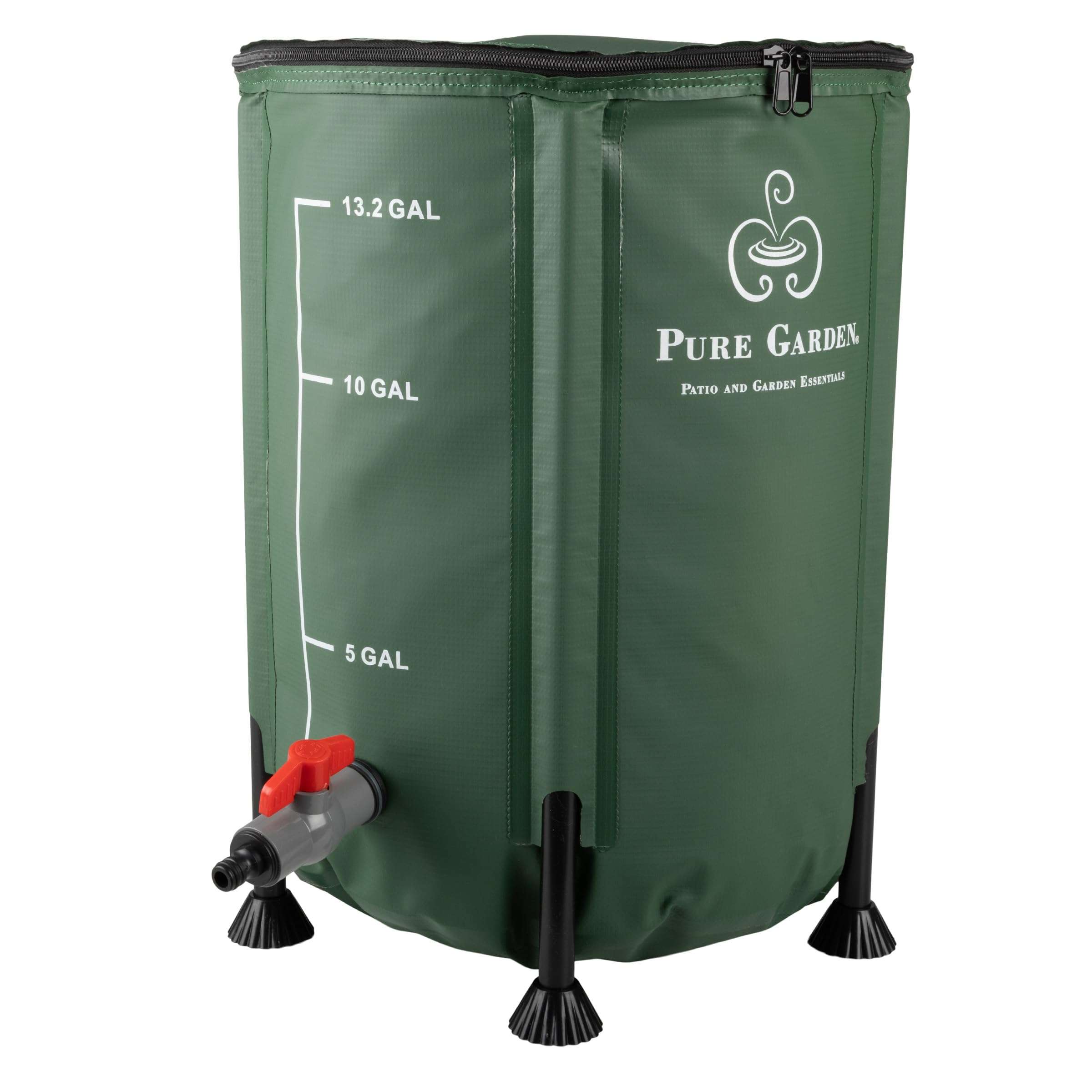 Pure Garden Rain Barrel - 13.2-Gallon/50-Liter Collapsible Water Container for Catching Rainwater - Portable Water Tank with Outflow Valve (Green) 1