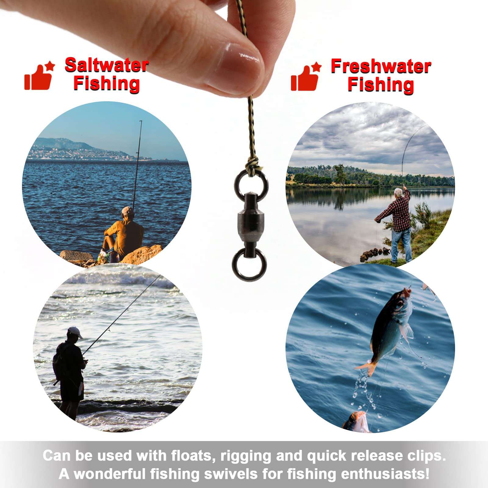 FishTrip Ball Bearing Fishing Swivels 30pcs 0#-10# Barrel Swivels Fishing Tackle with Stainless Steel Solid Welding Ring for Saltwater Freshwater High Strength (Size 2) 5