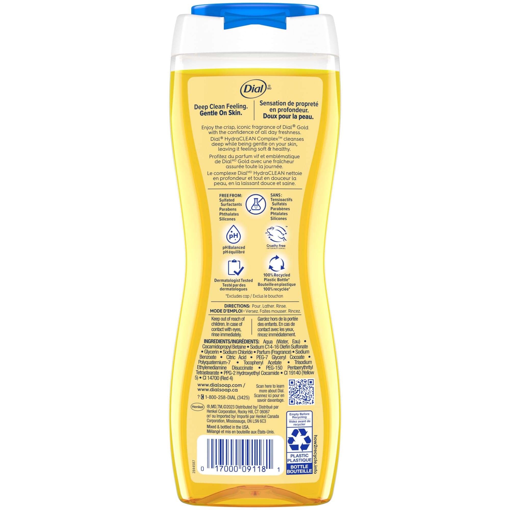 Dial Body Wash, Advanced Clean Gold, 16 Fl Oz, Pack of 4, Hydraclean Complex & Vitamin E, Gentle, Leaves Skin Feeling Nourished, Dermatologist-Tested, No Parabens & Sulfates 6