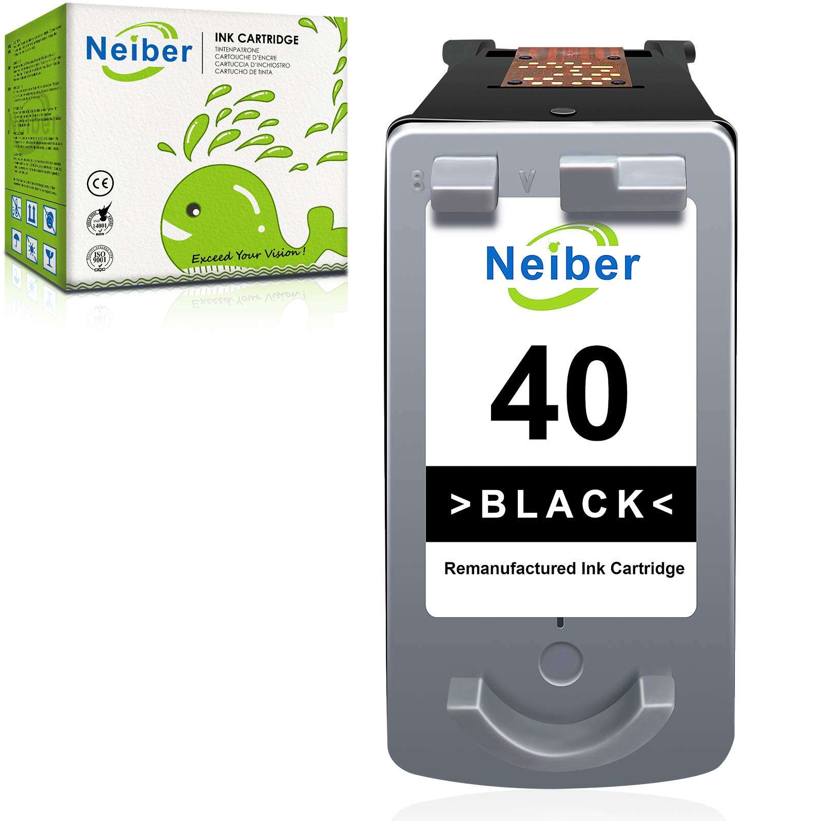 Neiber Remanufactured 40 Ink Cartridge Replacement for Canon 40 PG-40 Black Fit with Pixma iP6320D iP6310D iP6220D iP6210D iP2680 iP2600 iP2580 iP2500 iP2400 iP2200 iP1980 iP1900 Printer (1 Black) 1