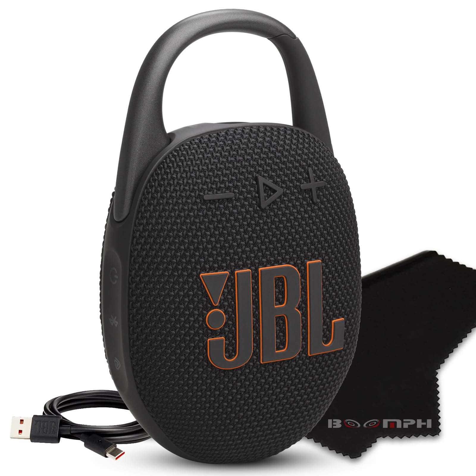 JBL Clip 5 Portable Bluetooth Speaker, IP67 Waterproof & Dustproof, Long-Lasting Battery - Black - Boomph's Comprehensive Ultimate Performance Cloth Solution for Your On-The-Go Sound Experience 2