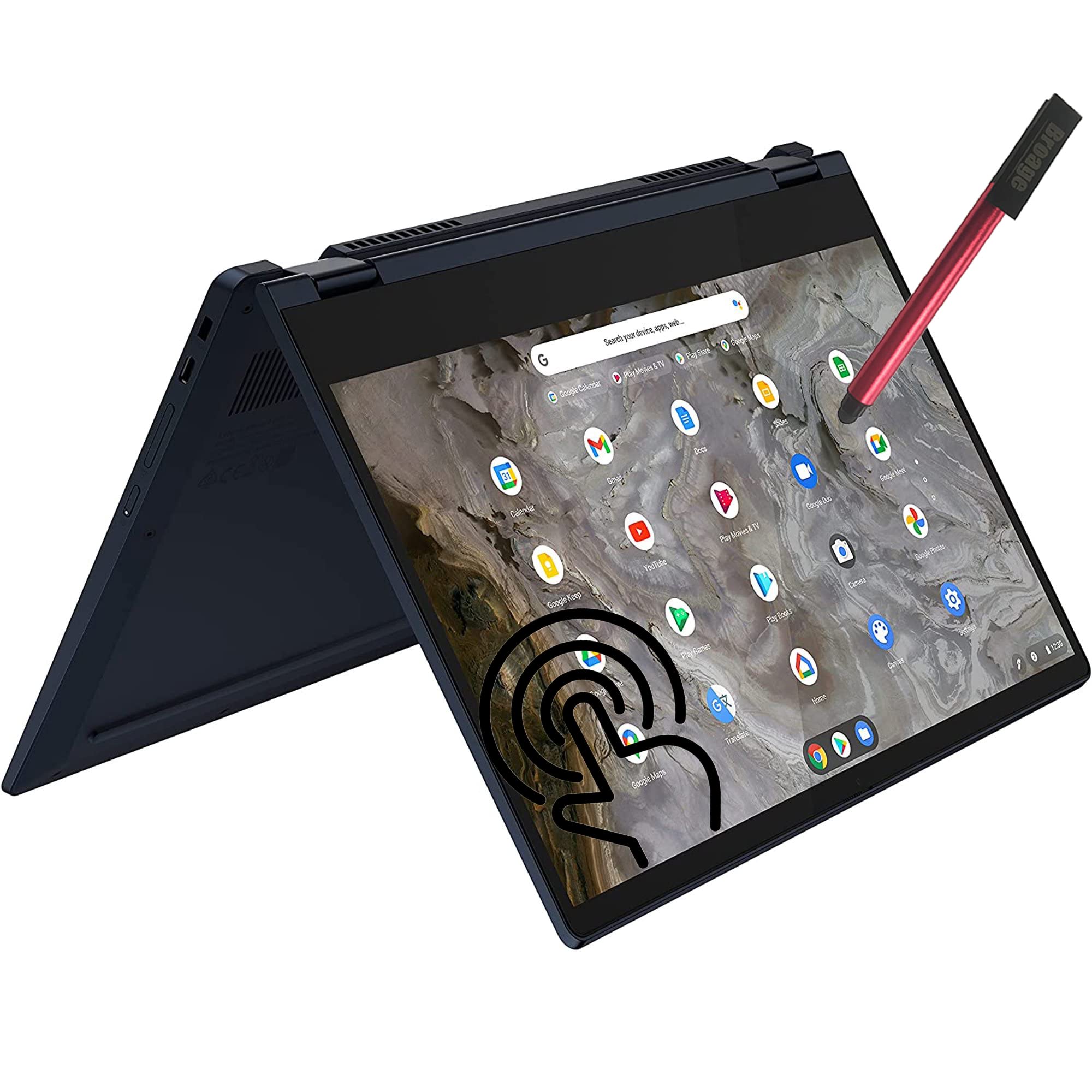 Lenovo Chromebook Flex 5 2-in-1 Laptop, 13.3" FHD Touchscreen, i3-10110U up to 4.1GHz, 4GB DDR4, 64GB eMMC, WiFi 6, Bluetooth 5, Type-C, Webcam, Backlit Keyboard, Chrome OS, BROAGE 32GB Flash Stylus