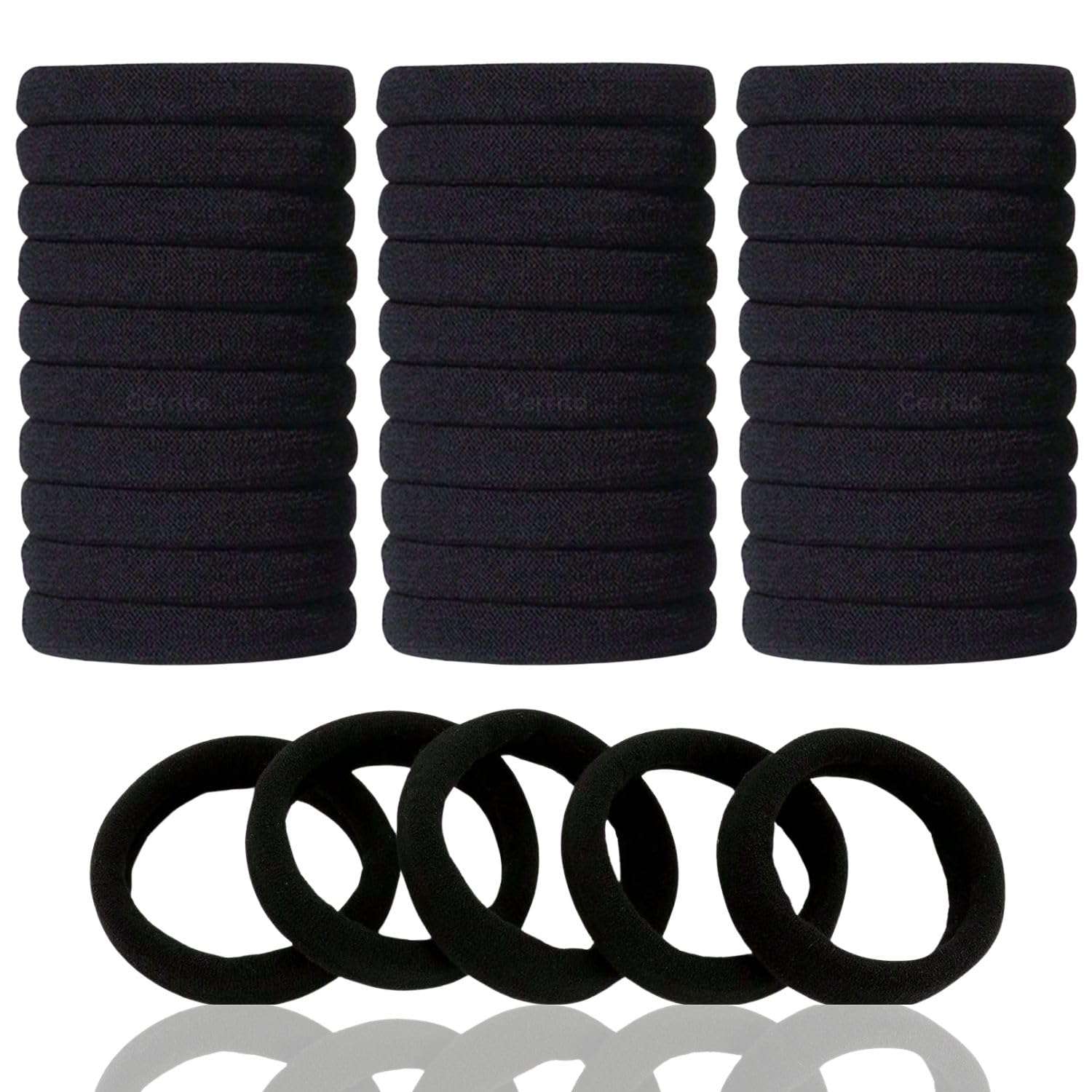 Cerrito Hair Band for Women & Girls, No Damage Hair Elastics, Strong Hold Ponytail Holders, Soft, Stretchable Rubber Bands for Thick, Thin, Curly & Straight Hair (Black, Pack of 30) 1