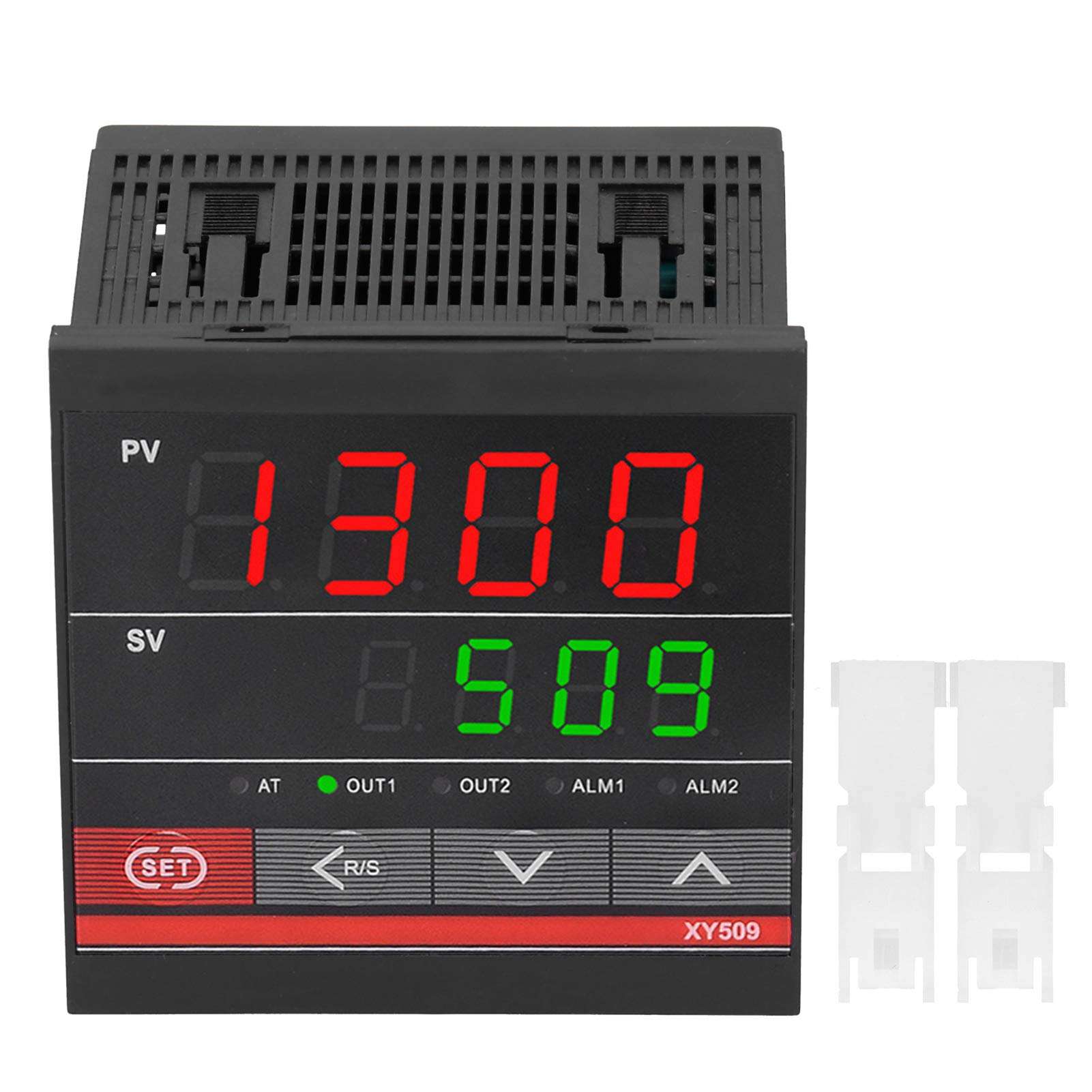 Universal Temperature Controller Dual Display 0-1300℃ Digital Thermostat ABS Heating and Cooling Relay for Temperature Pressure Flow Control 2