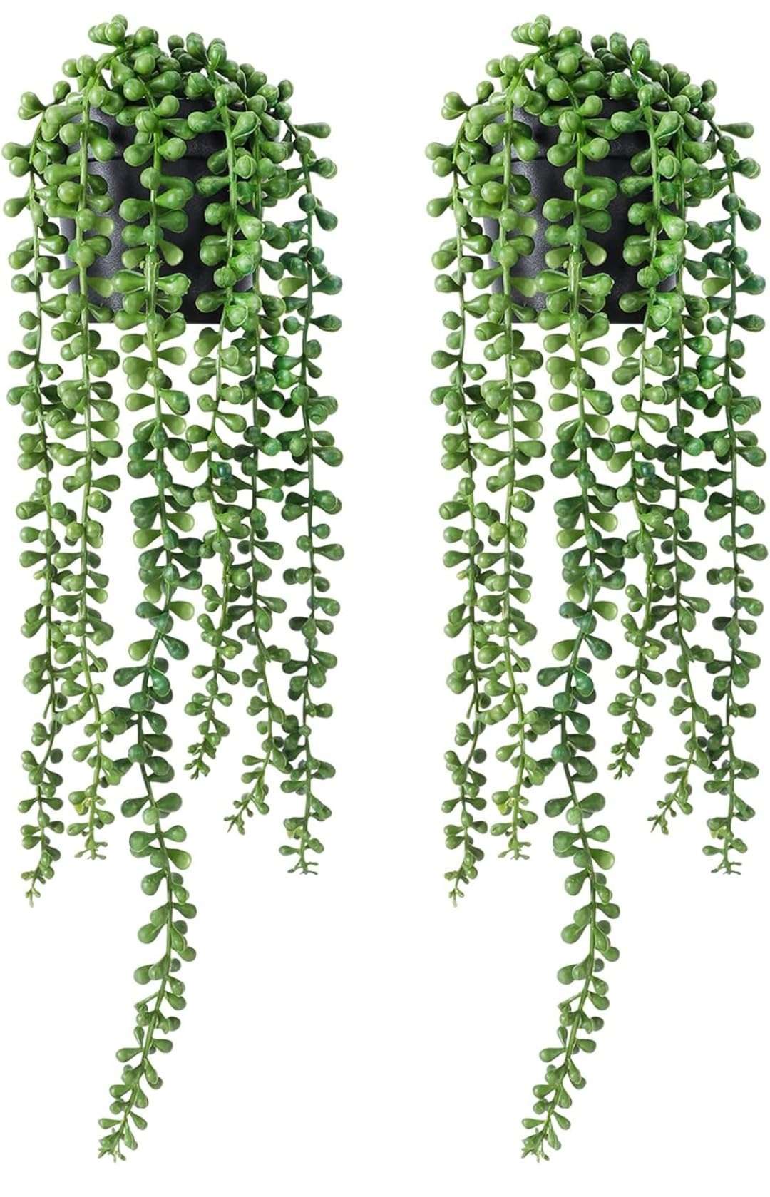 VRB Dec Plastic Tm 1 Pcs Artificial Greenery Ferns Plants Vines Fake Ivy Hanging Flowers With Pot Pine Needle Wall Hanging For Home Decor Door Wall Balcony(Artificial Plants Hanging(Design 1), 2)