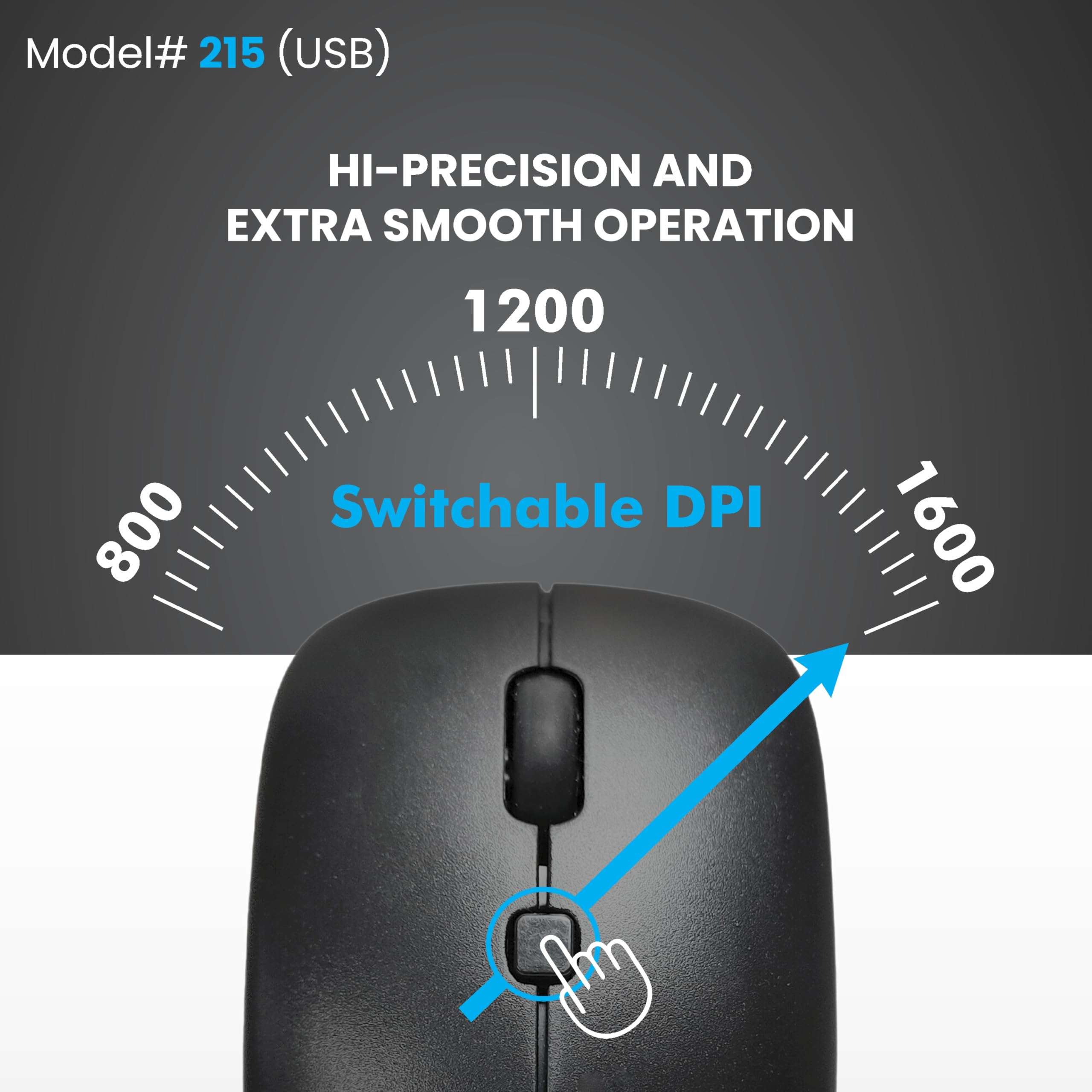 ProDot High-Performance Wired Mouse - Ergonomic Design, Precise Tracking, Universal Compatibility - Ideal for PC, Mac, Gaming, and Office Use (215- Matte Pack of 2) 4