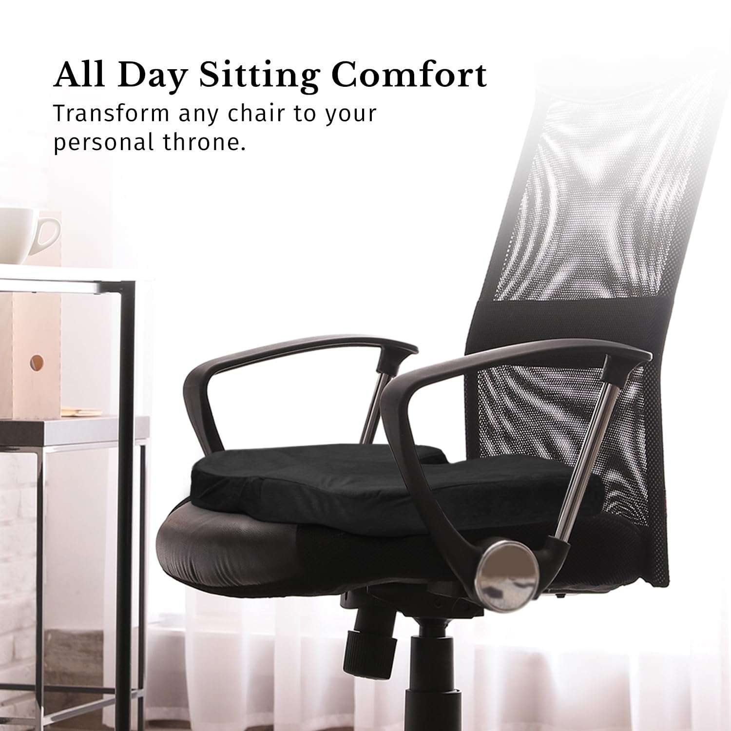 Sassoon Chair Cushion for Tailbone, Sciatica, Lower Back Pain Relief (Pack of 1) - Black 5