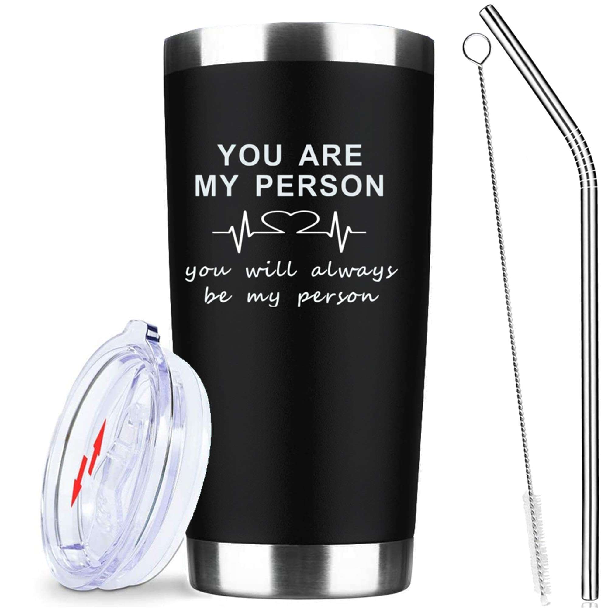 You Are My Person,Greys Anatomy Merch,20 Oz Insulated Stainless Steel Iced Coffee Tumbler With Lid Straw And Brush,Funny Travel Coffee Mug Cup Water Bottle,Gifts for Women Nurse Doctor Friends 1