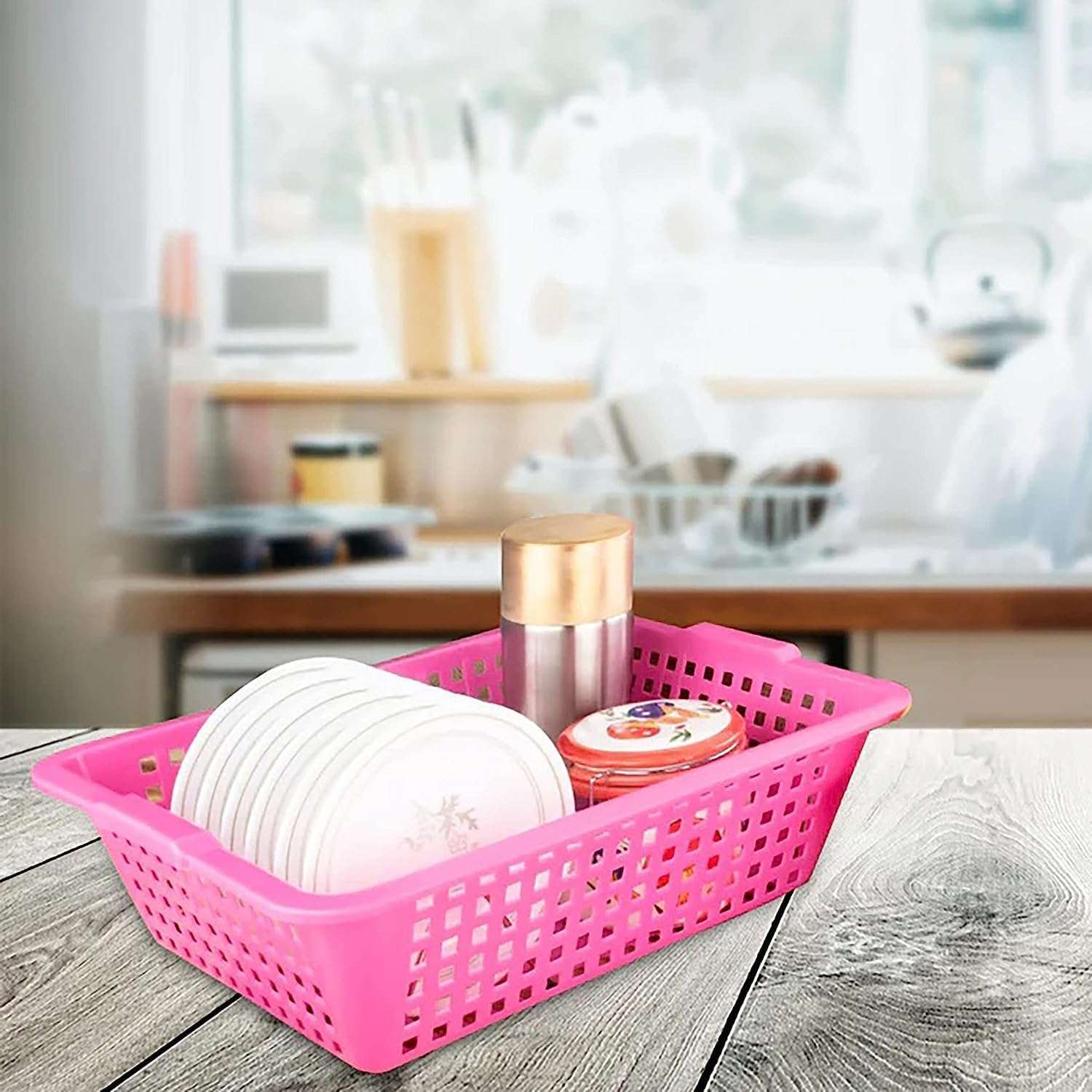 Oblivion Plastic Small Size Cane Fruit Baskets Durable Lightweight Storage Basket Stylish Multipurpose Organizer For Kitchen Dining Table Home Office Perfect For Fruits Vegetables Snacks And More 3