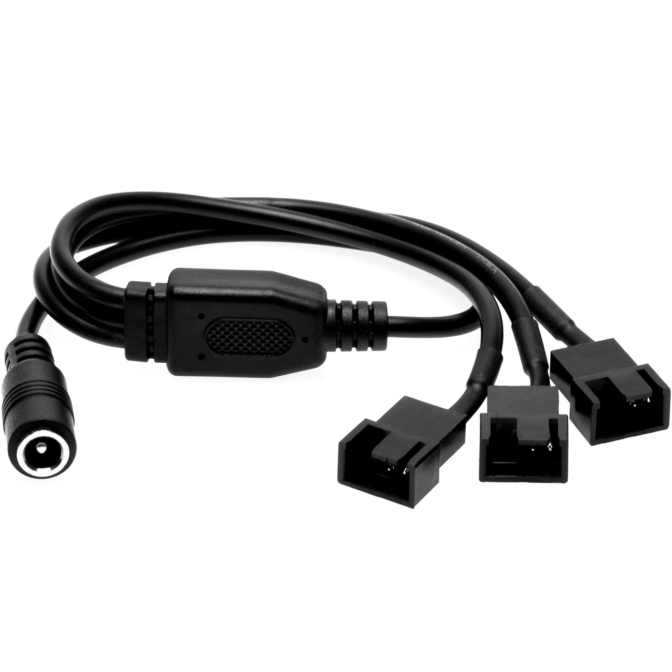 CRJ DC Plug to Dual PC Fan Power Adapter Cable - 12-inch (30cm) - Power Two 3-Pin & 4-Pin Computer Cooling Fans with a DC Power Supply 2