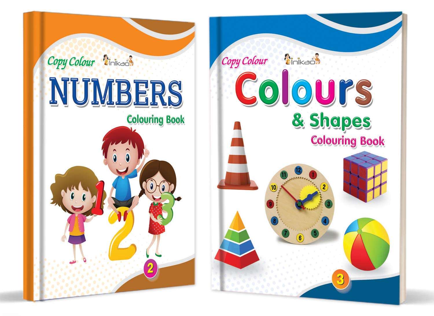 Colouring Books Collections for Early Learning by InIkao(english) : Pack of 8 Copy Coloring Books on alphabets, numbers, colors, shapes, toys and rhymes 3