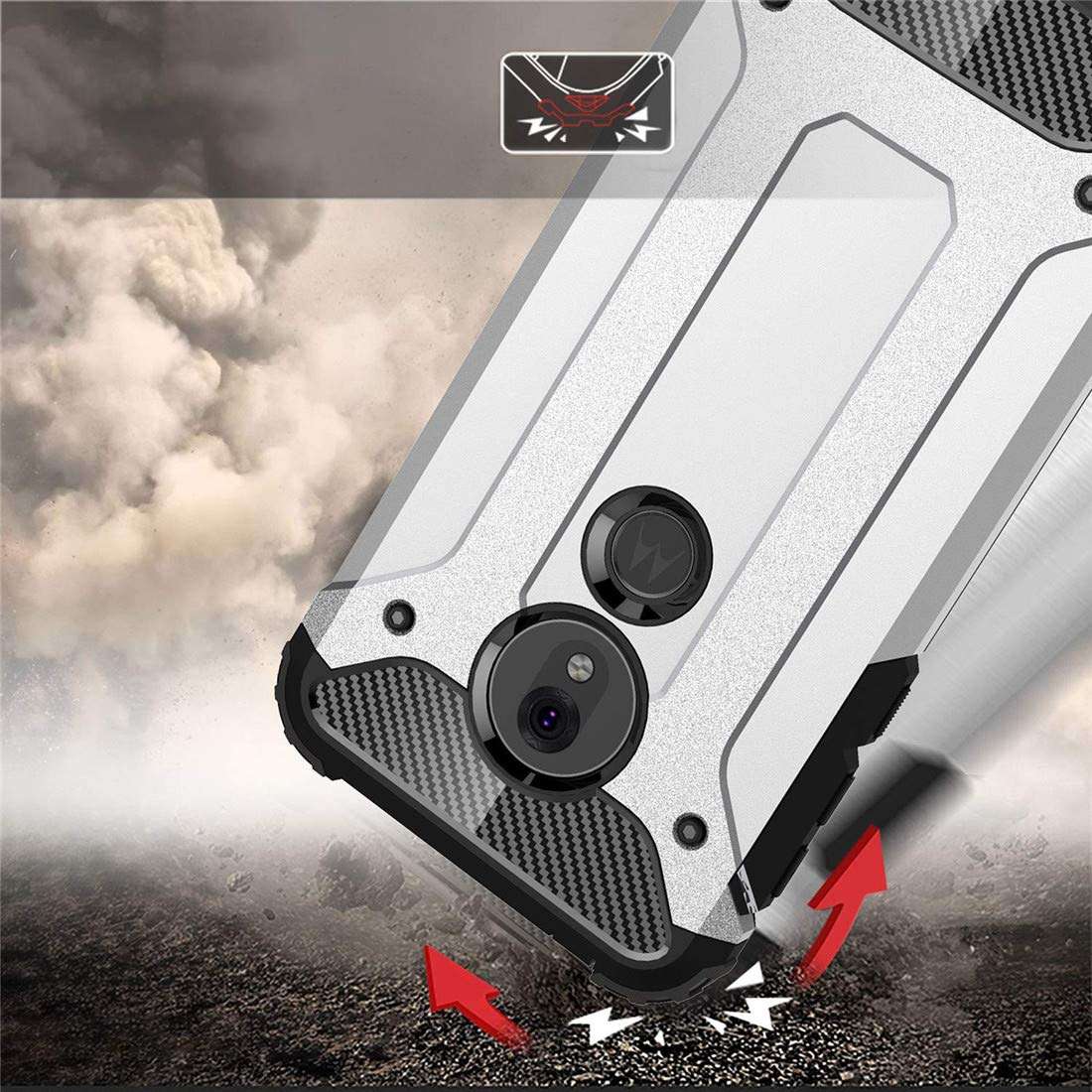 Designed for Motorola Moto G7 Play Case Heavy Duty Hybrid Dual Layer Shockproof Protective Cover (Rose Gold) 4